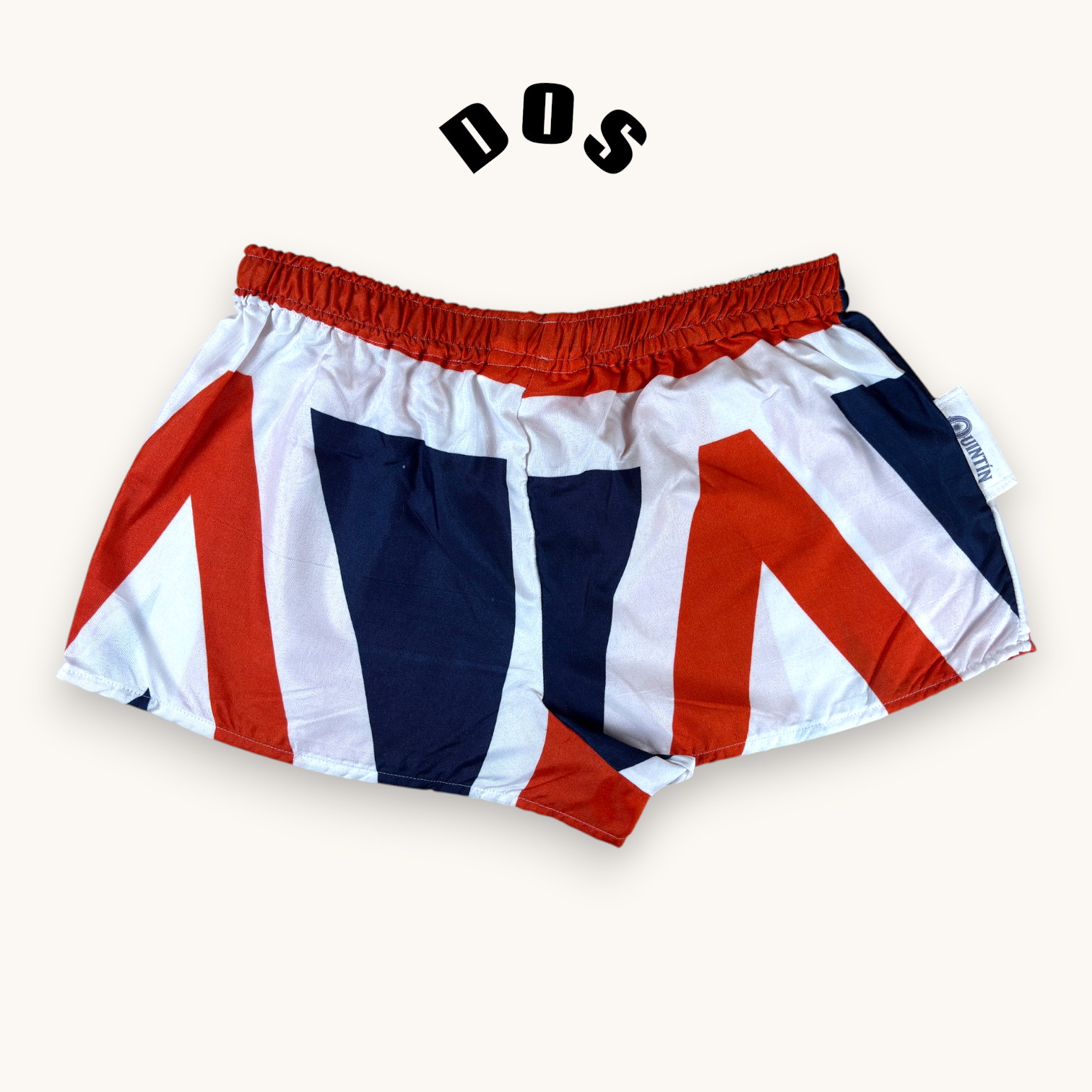 Mini-short Union Jack – Polyester upcyclé – Taille unique S à L – Unisexe – Collection Pop Culture /Rayé – Quintín