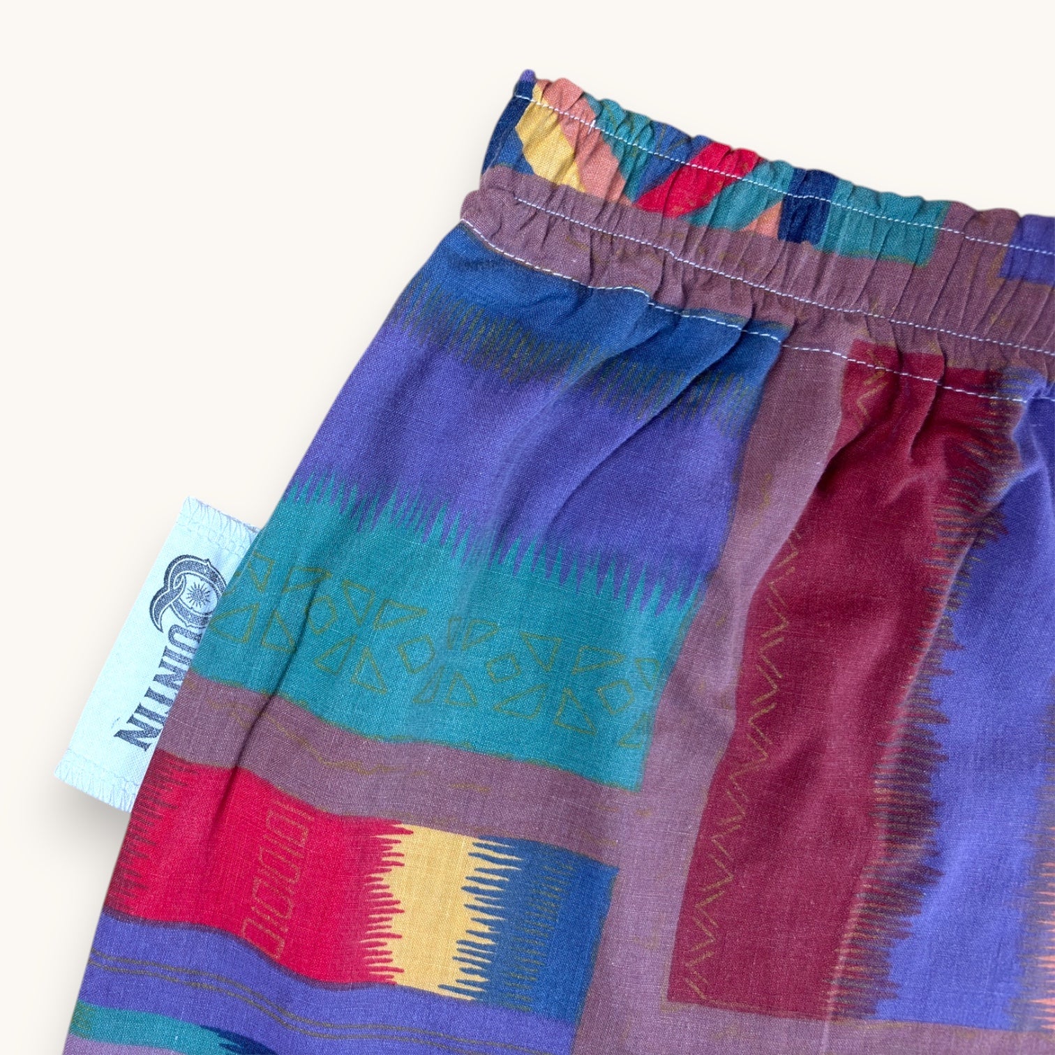 Mini-short 80's n°2 – Coton upcyclé – Taille unique S à L – Unisexe – Collection Géométrique – Quintín