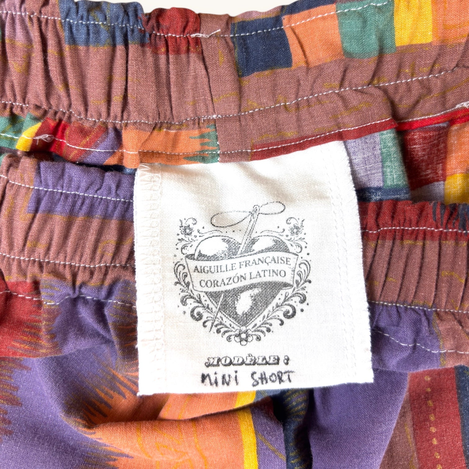 Mini-short 80's n°2 – Coton upcyclé – Taille unique S à L – Unisexe – Collection Géométrique – Quintín