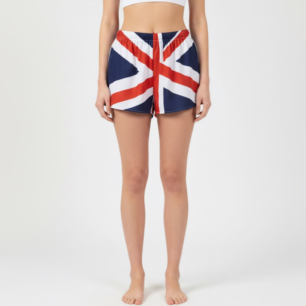 Mini-short Union Jack n°2 – Polyester upcyclé – Taille unique S à L – Unisexe – Collection Pop Culture /Rayé – Quintín