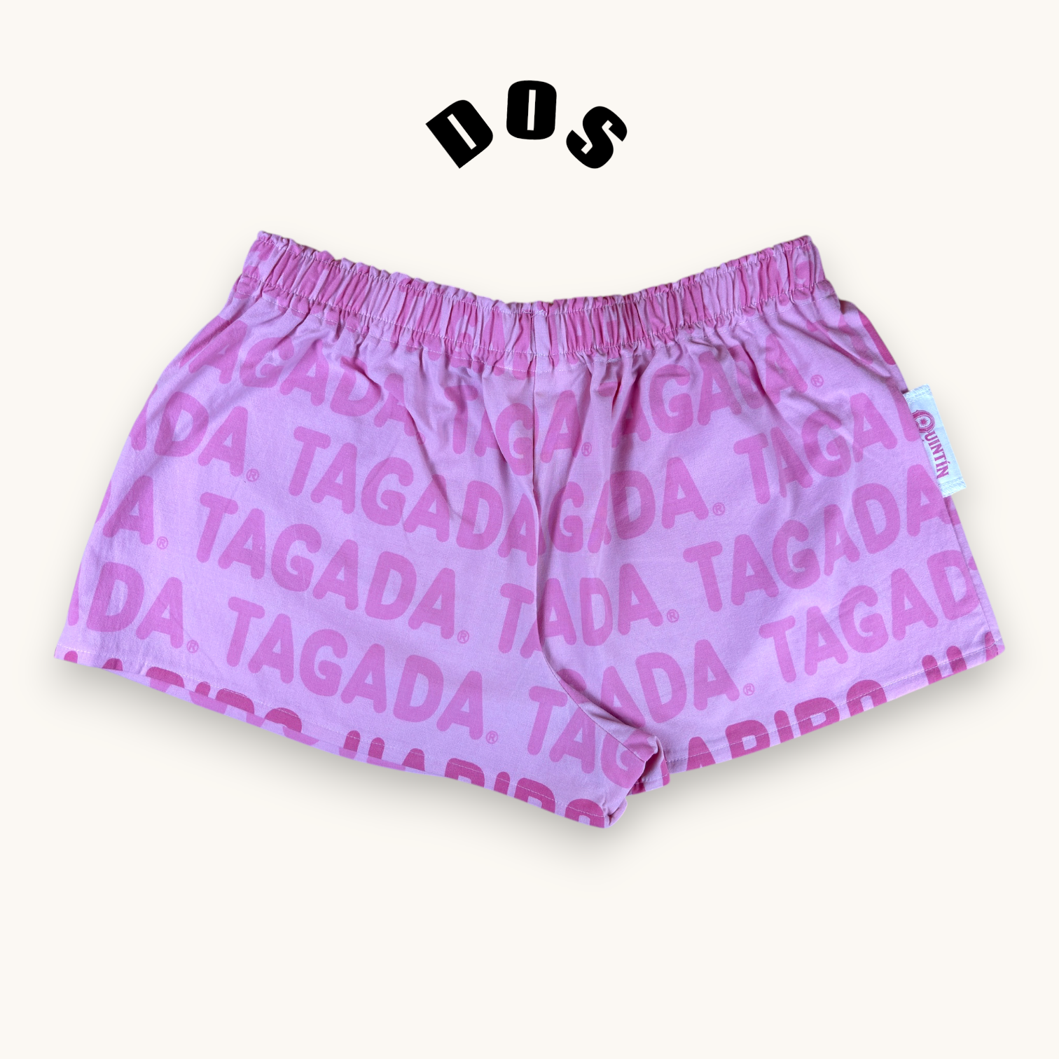 Mini-short Haribo Rose n°2 – Coton upcyclé – Taille unique S à L – Unisexe – Collection Pop Culture / Rose Bonbon – Quintín