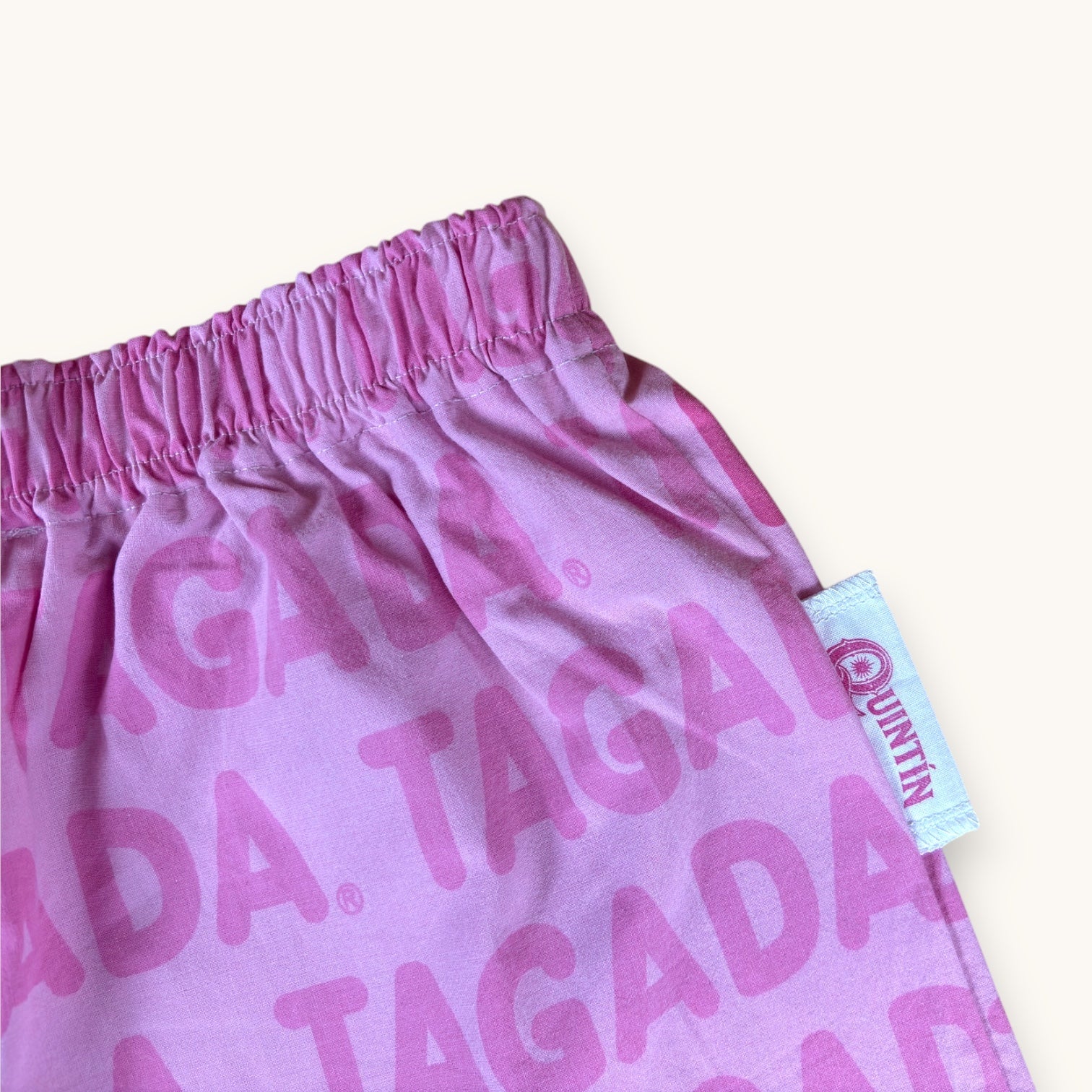 Mini-short Haribo Rose n°2 – Coton upcyclé – Taille unique S à L – Unisexe – Collection Pop Culture / Rose Bonbon – Quintín