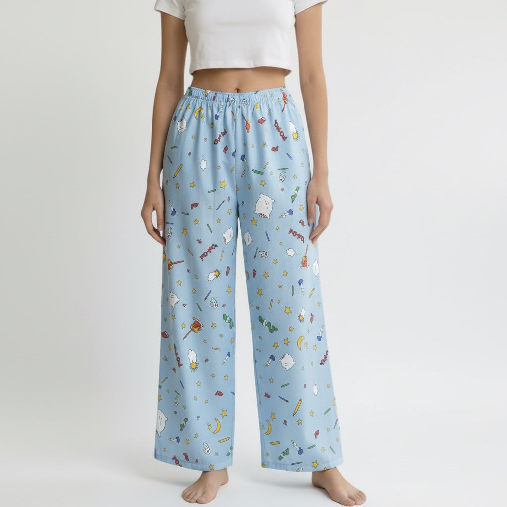 Pantalon évasé Oui-oui – Coton upcyclé – Taille unique S à L – Unisexe – Collection Pop Culture – Quintín