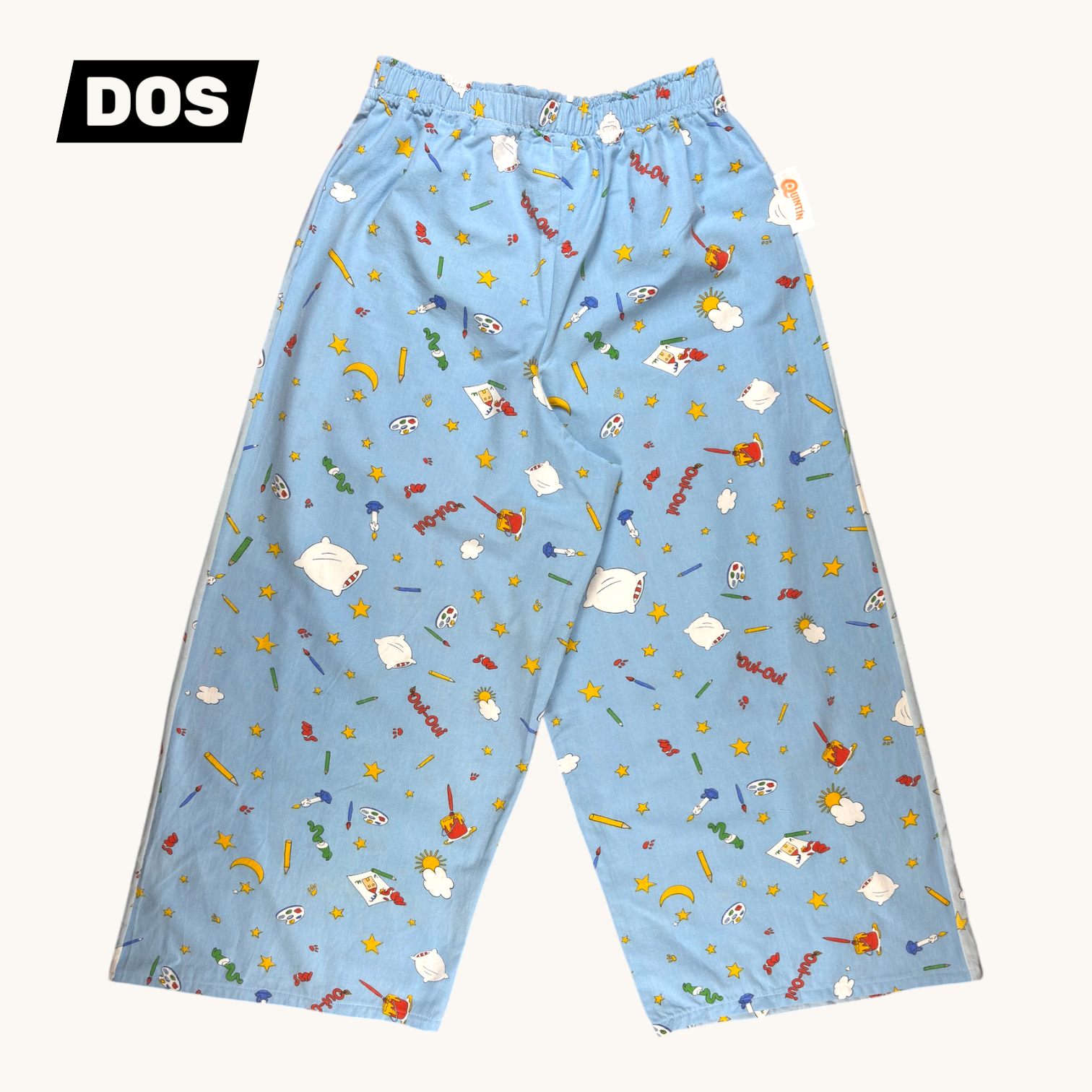 Pantalon évasé Oui-oui – Coton upcyclé – Taille unique S à L – Unisexe – Collection Pop Culture – Quintín