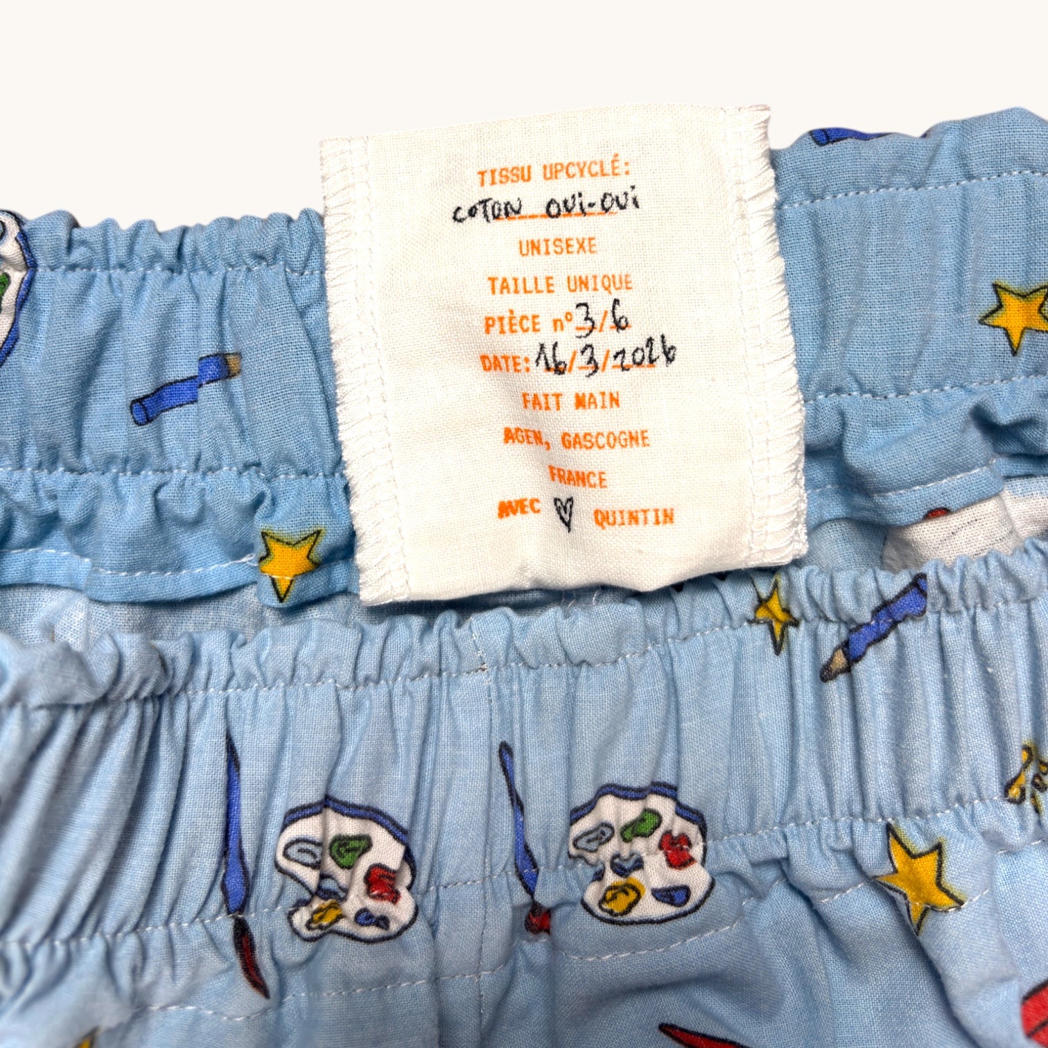 Pantalon évasé Oui-oui – Coton upcyclé – Taille unique S à L – Unisexe – Collection Pop Culture – Quintín