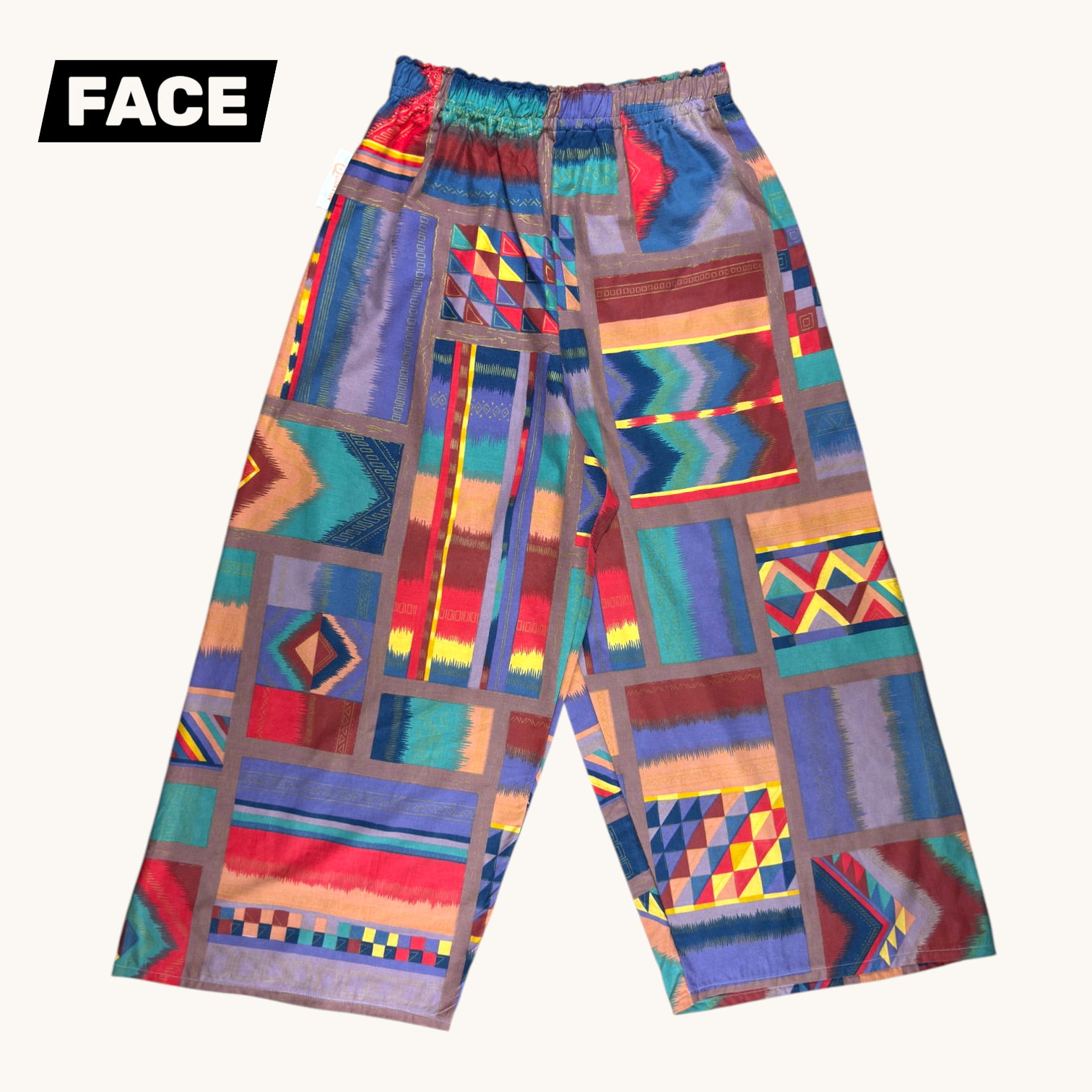 Pantalon évasé 80's – Coton upcyclé – Taille unique S à L – Unisexe – Collection Géométrique – Quintín