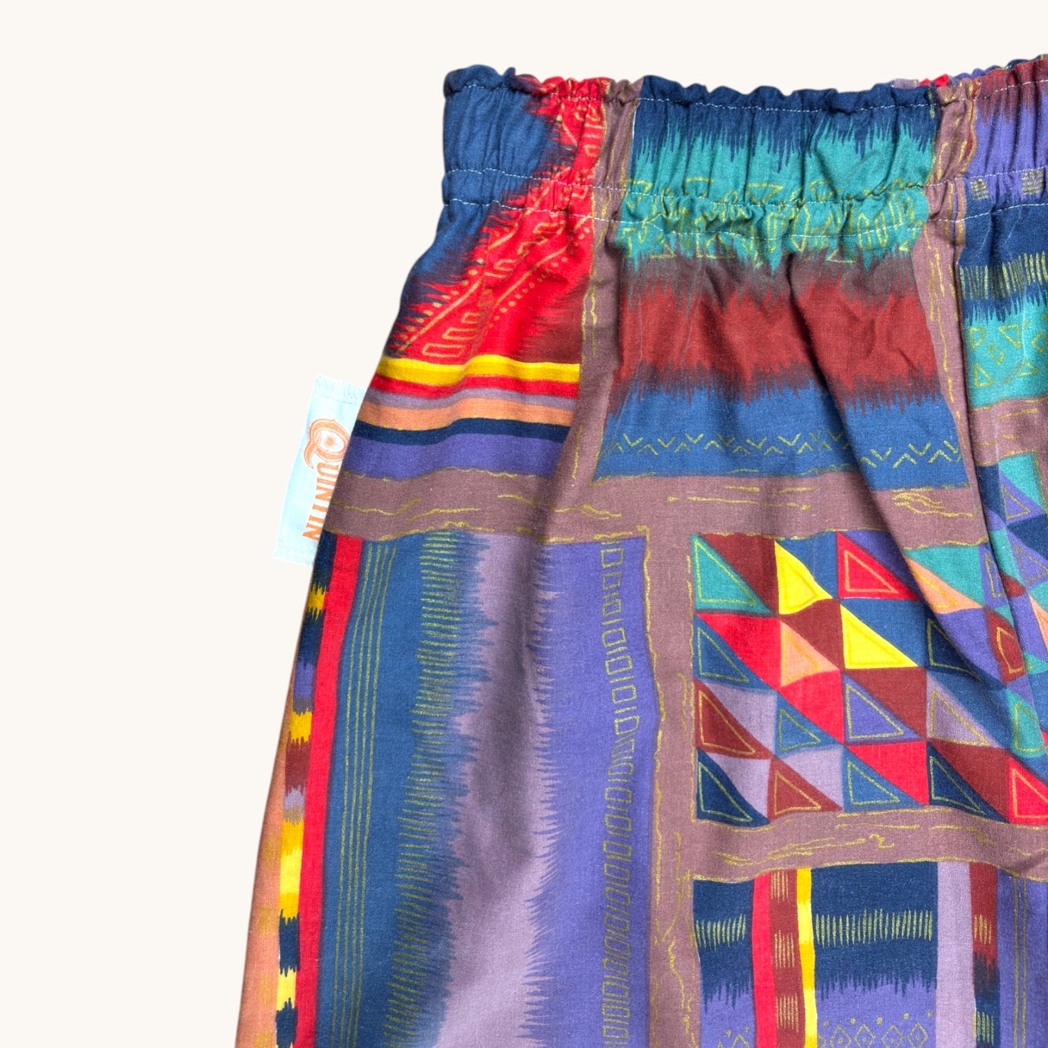 Pantalon évasé 80's – Coton upcyclé – Taille unique S à L – Unisexe – Collection Géométrique – Quintín