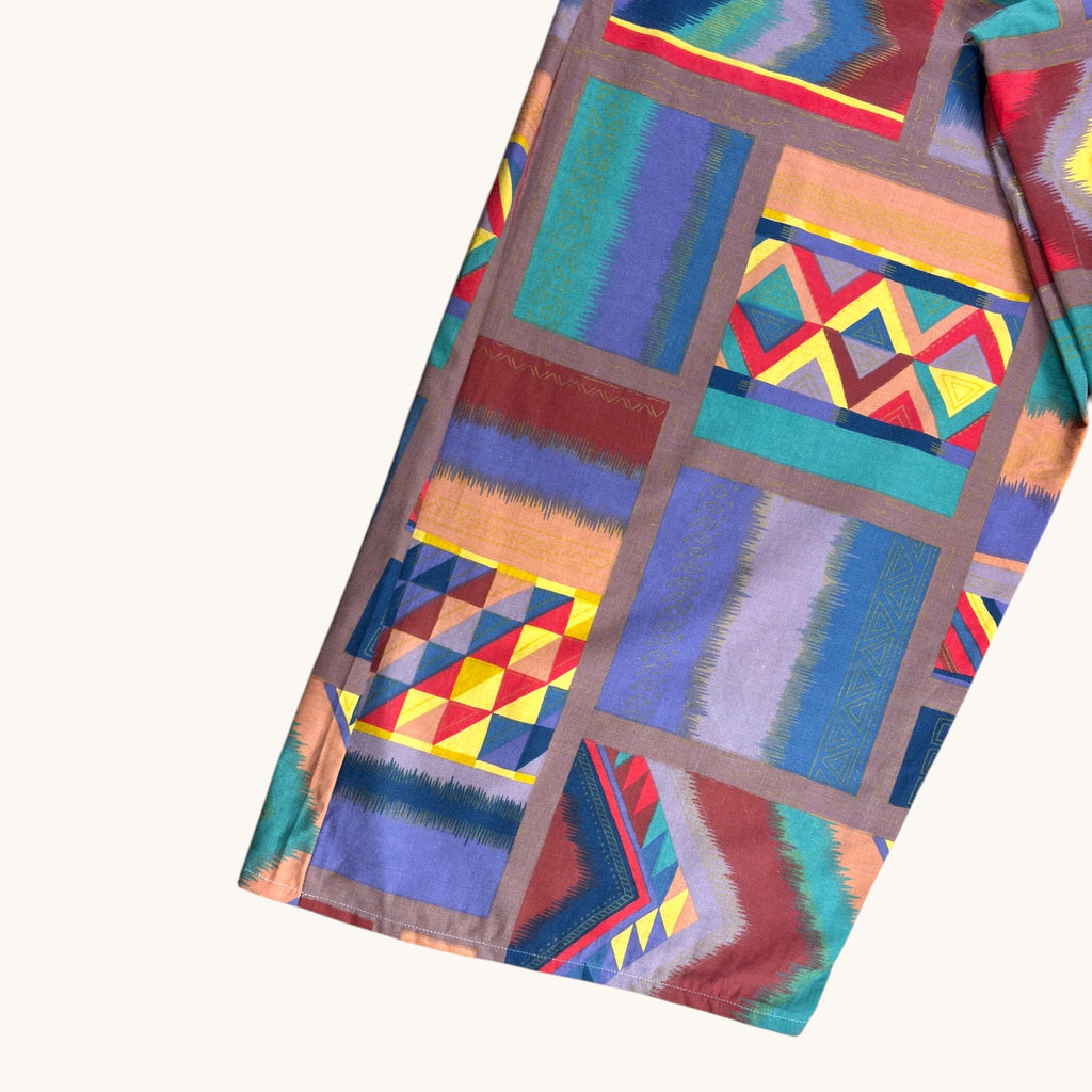 Pantalon évasé 80's – Coton upcyclé – Taille unique S à L – Unisexe – Collection Géométrique – Quintín