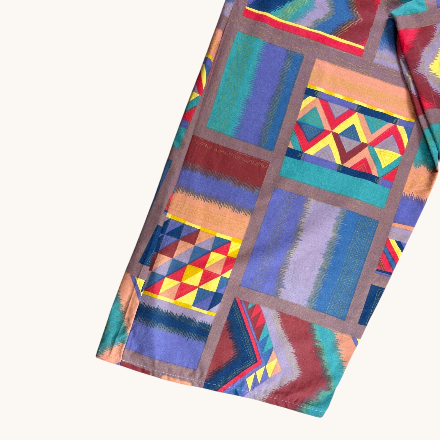 Pantalon évasé 80's – Coton upcyclé – Taille unique S à L – Unisexe – Collection Géométrique – Quintín