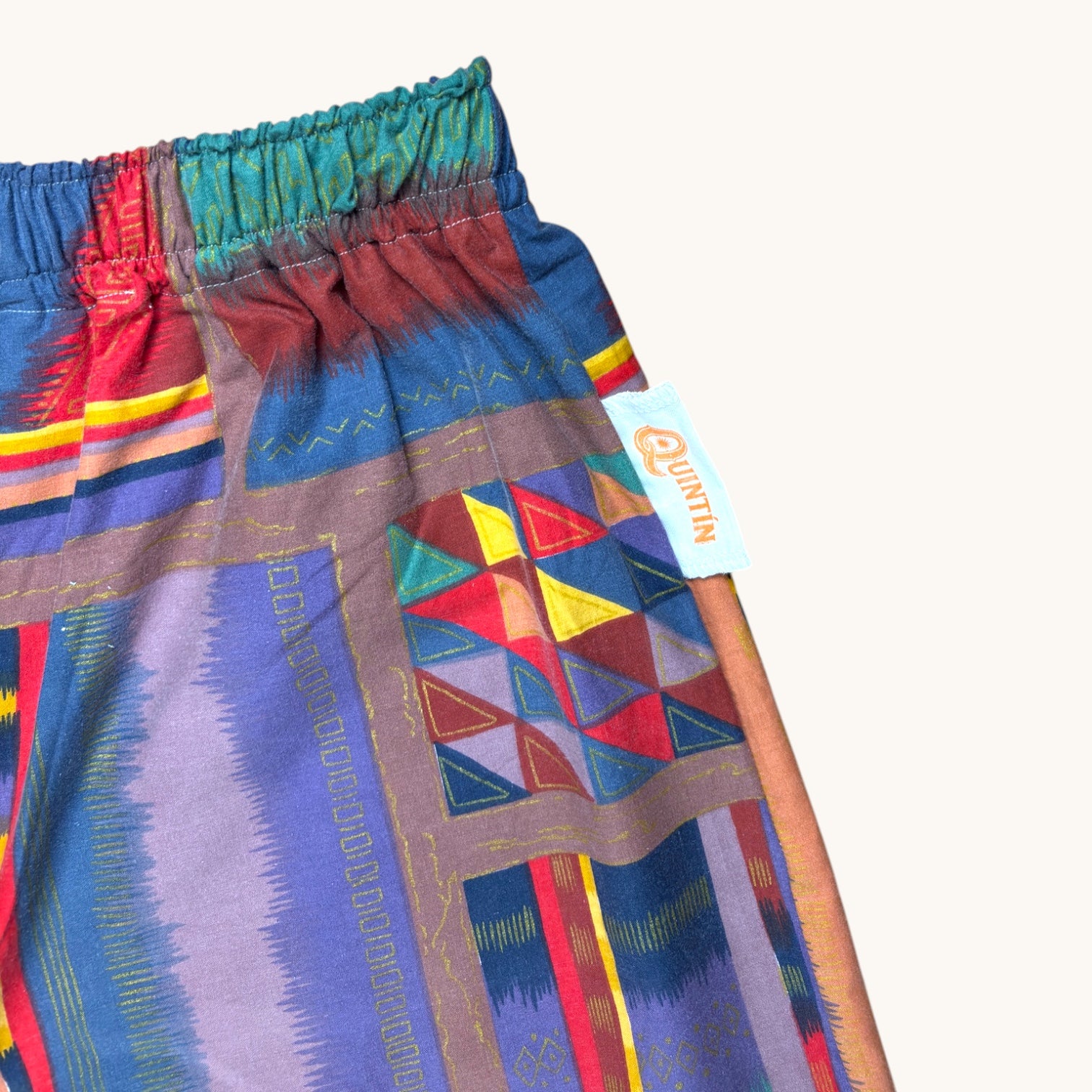 Pantalon évasé 80's – Coton upcyclé – Taille unique S à L – Unisexe – Collection Géométrique – Quintín