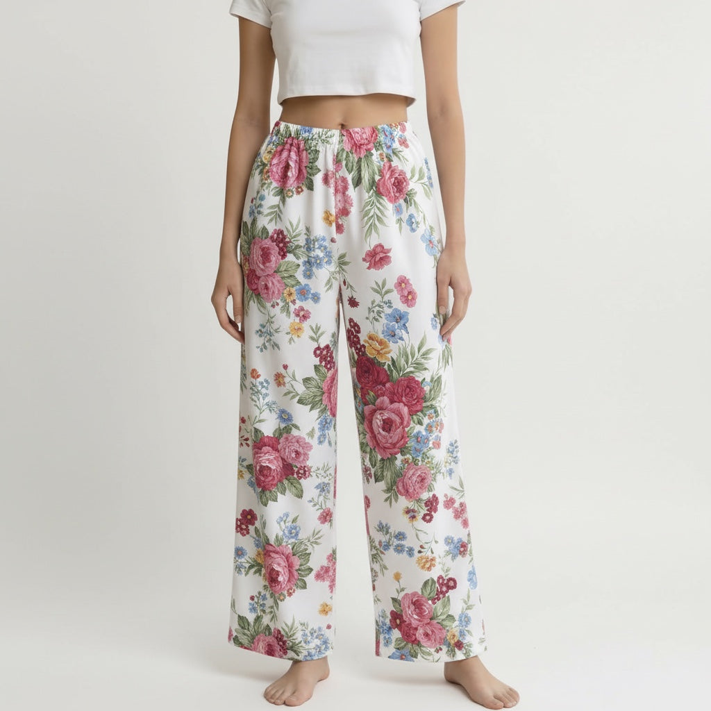 Pantalon évasé Fleurs British – Coton upcyclé – Taille unique S à L – Unisexe – Collection Fleurs – Quintín