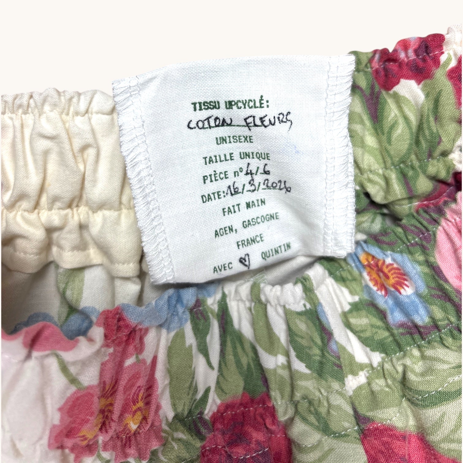 Pantalon évasé Fleurs British – Coton upcyclé – Taille unique S à L – Unisexe – Collection Fleurs – Quintín