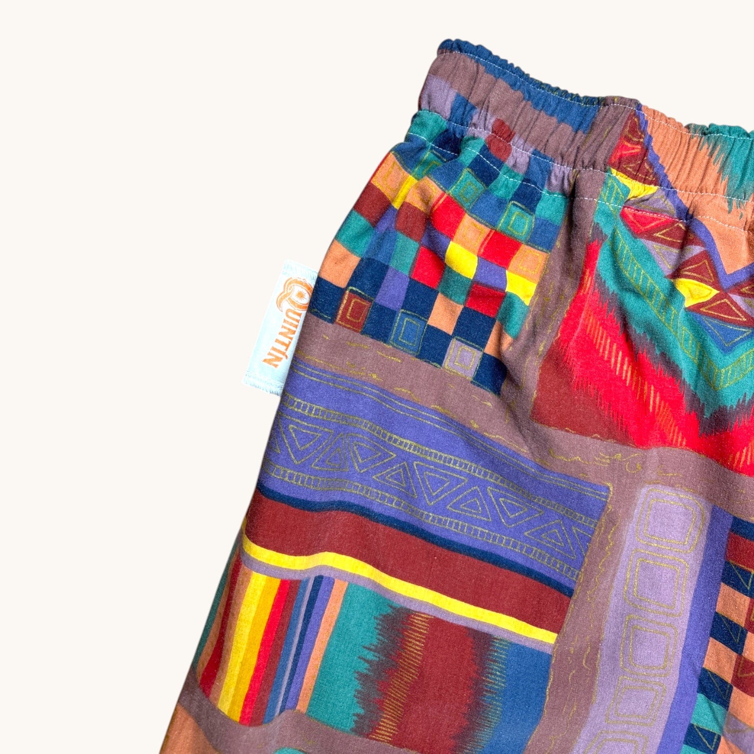 Pantalon évasé 80's n°2 – Coton upcyclé – Taille unique S à L – Unisexe – Collection Géométrique – Quintín