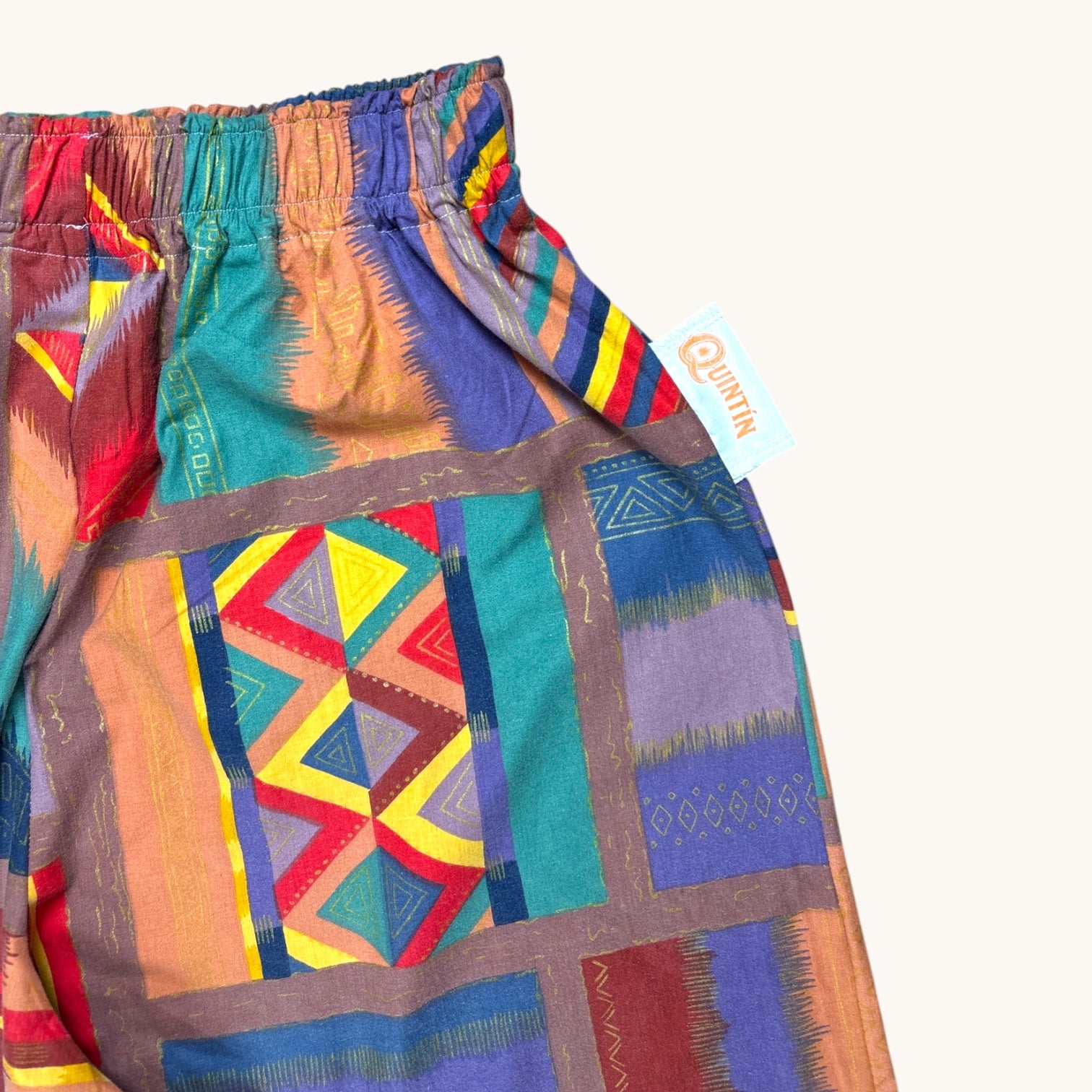 Pantalon évasé 80's n°2 – Coton upcyclé – Taille unique S à L – Unisexe – Collection Géométrique – Quintín