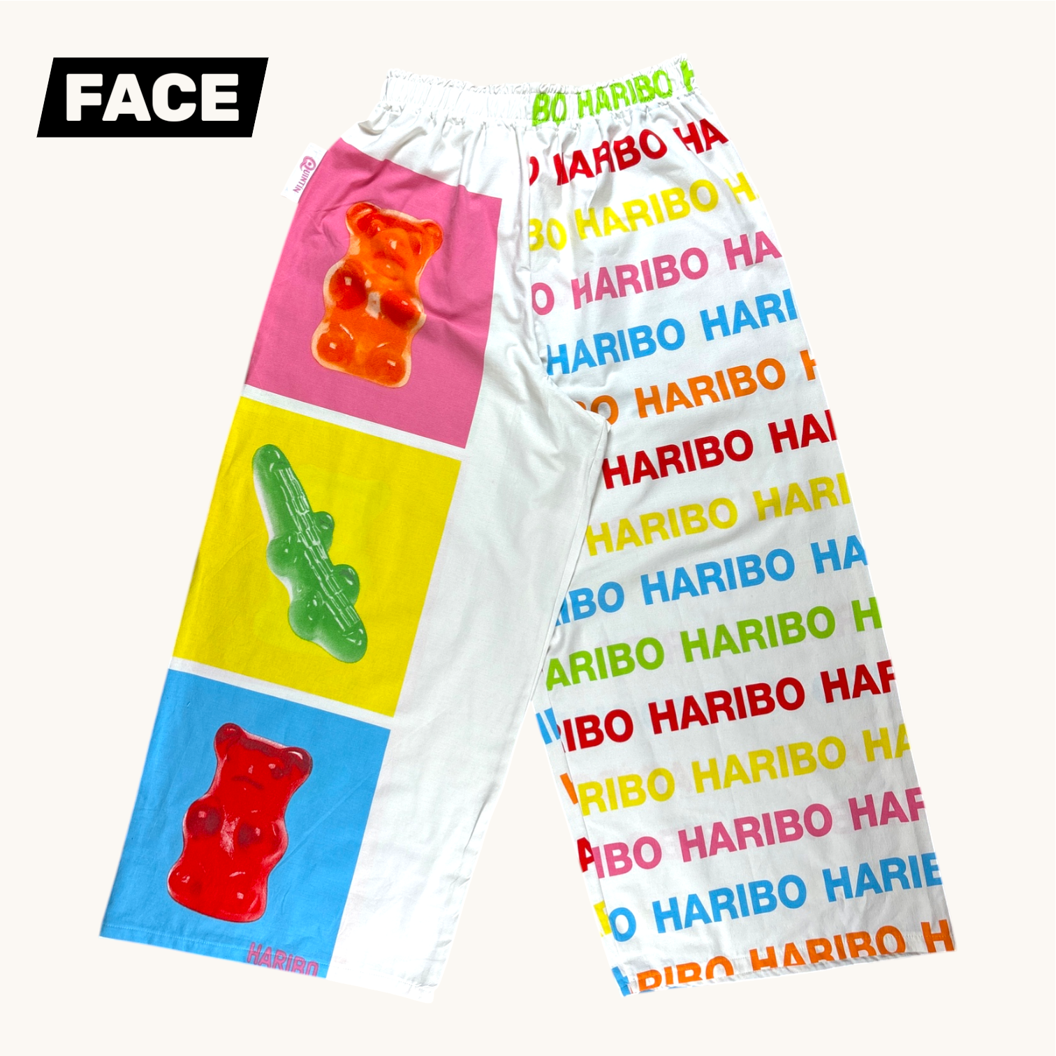 Pantalon évasé Haribo – Coton upcyclé – Taille unique S à L – Unisexe – Collection Pop Culture – Quintín