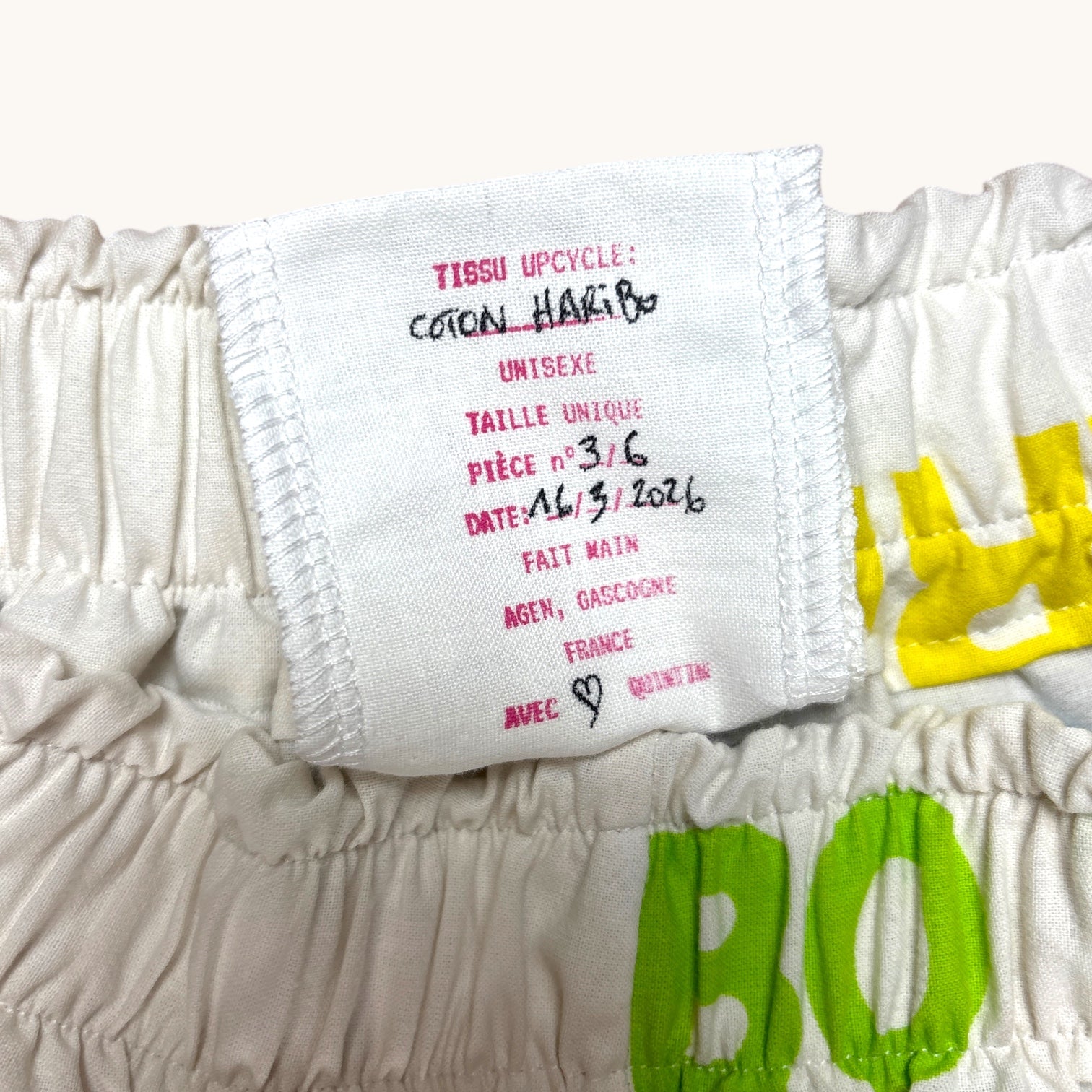 Pantalon évasé Haribo – Coton upcyclé – Taille unique S à L – Unisexe – Collection Pop Culture – Quintín