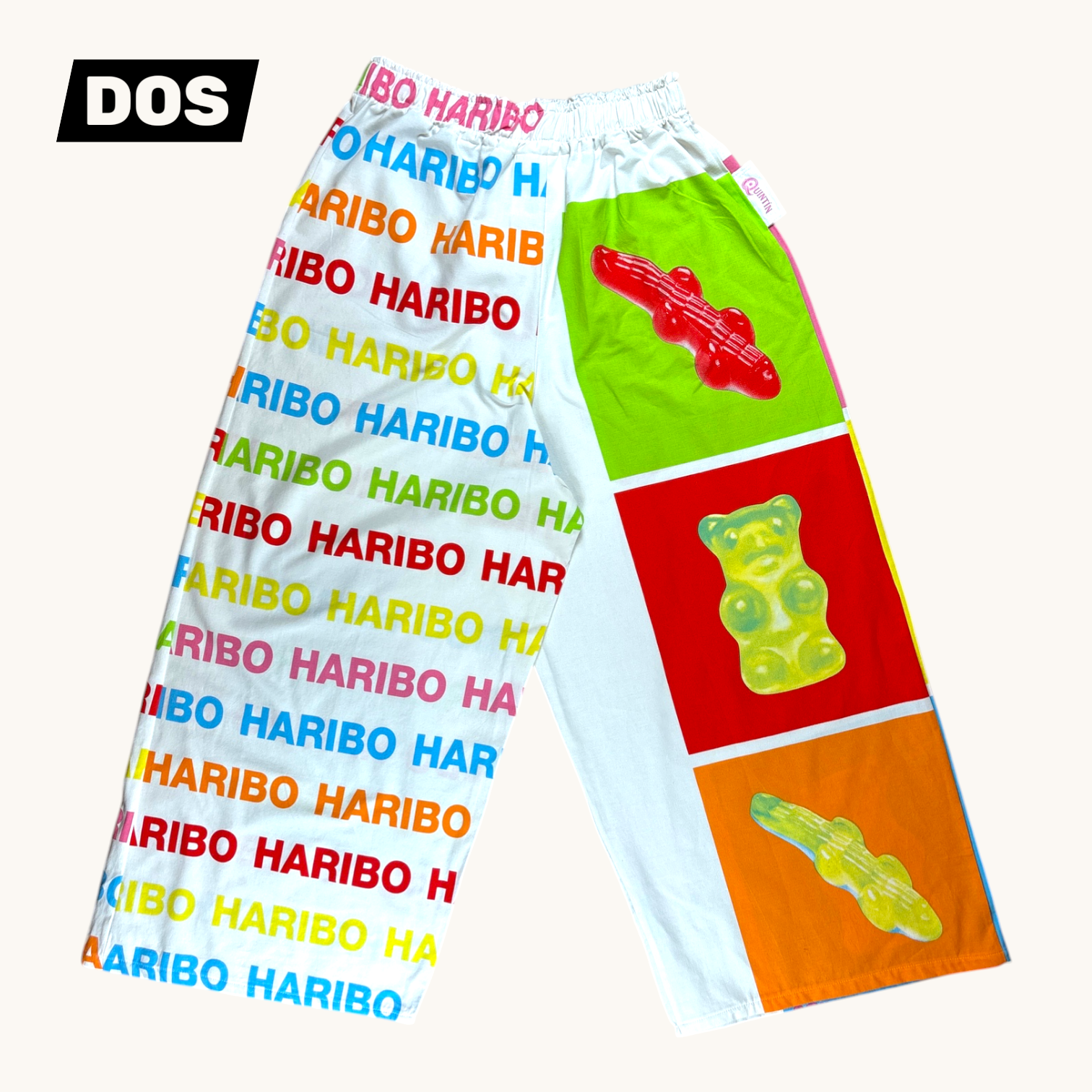 Pantalon évasé Haribo – Coton upcyclé – Taille unique S à L – Unisexe – Collection Pop Culture – Quintín