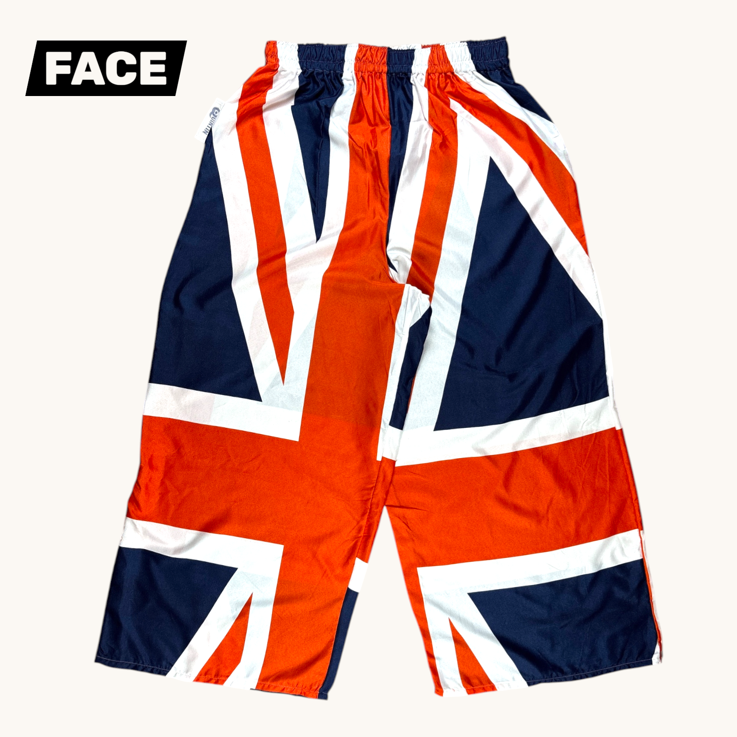Pantalon évasé Union Jack – Polyester upcyclé – Taille unique S à L – Unisexe – Collection Pop Culture / Rayé – Quintín