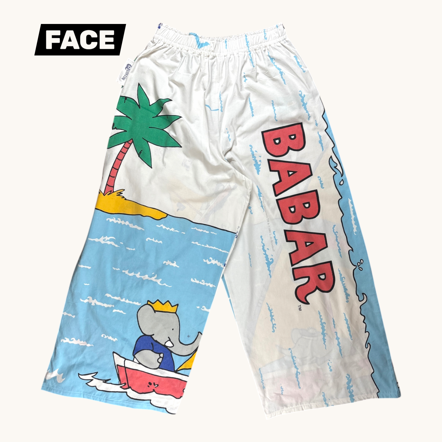 Pantalon évasé Babar – Coton upcyclé – Taille unique S à L – Unisexe – Collection Pop Culture – Quintín