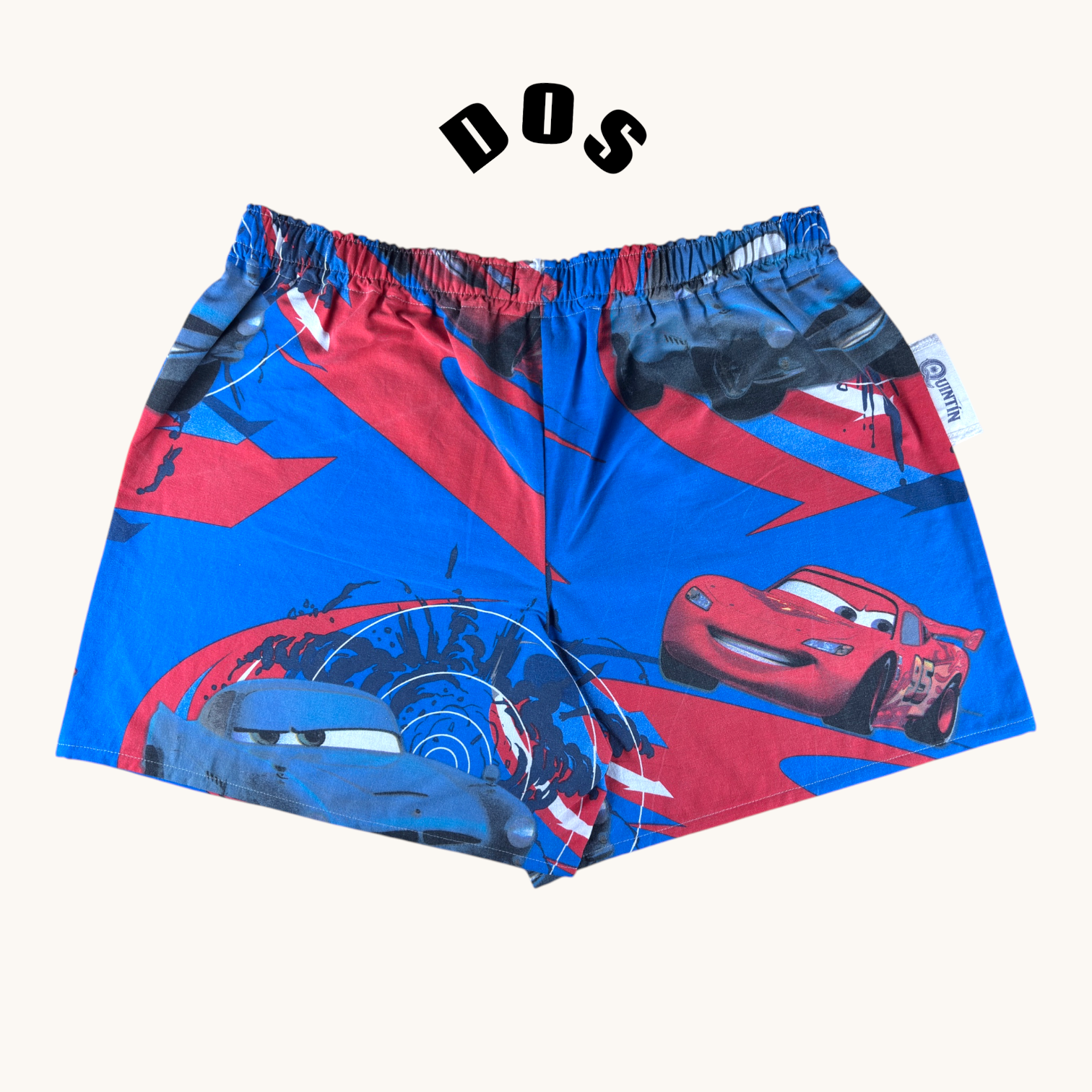 Short parachute Cars – Coton upcyclé – Taille unique S à L – Unisexe – Collection Pop Culture – Quintín