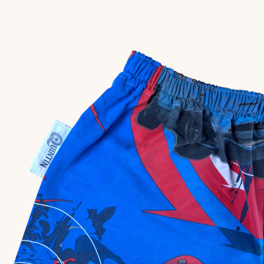 Short parachute Cars n°2 – Coton upcyclé – Taille unique S à L – Unisexe – Collection Pop Culture – Quintín