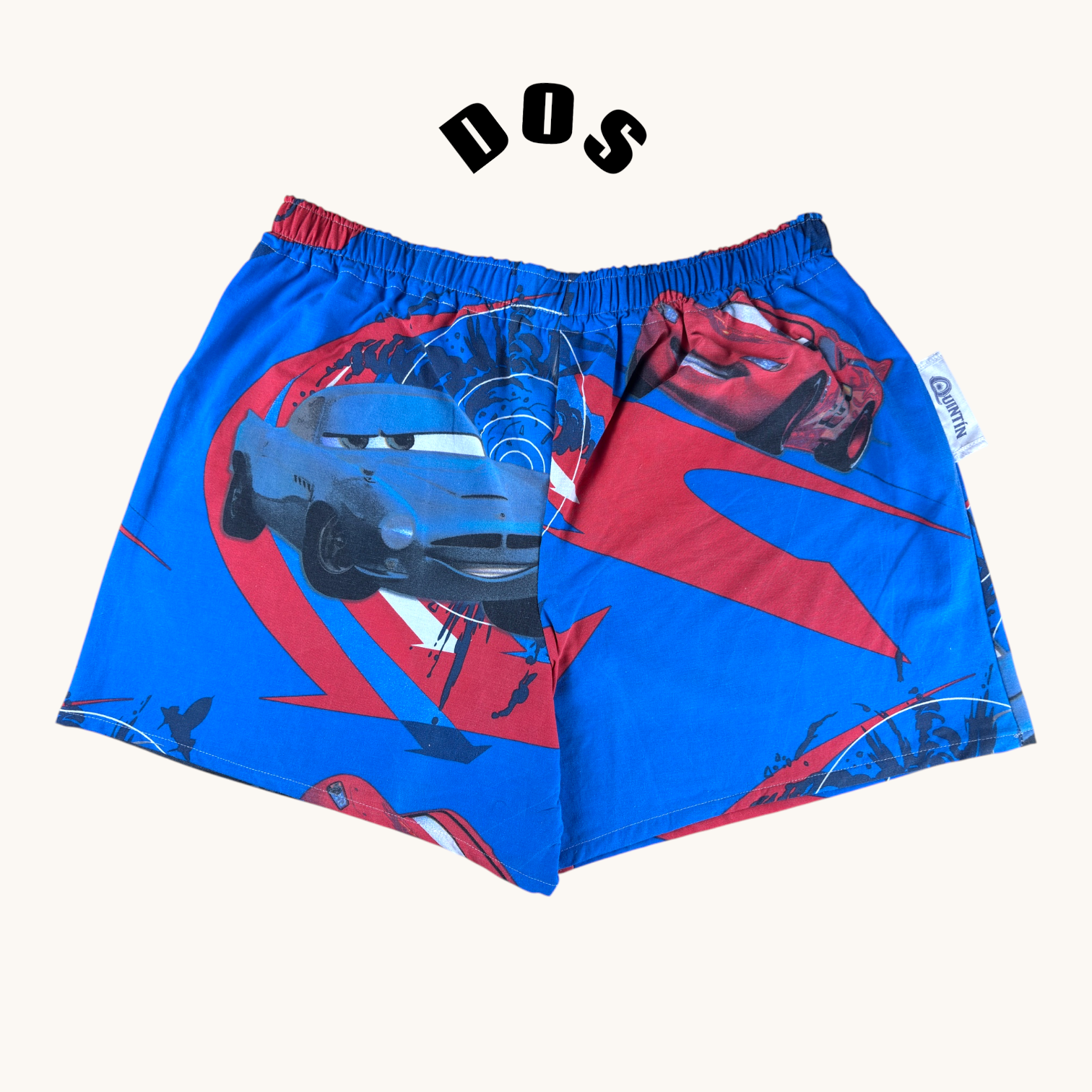 Short parachute Cars n°2 – Coton upcyclé – Taille unique S à L – Unisexe – Collection Pop Culture – Quintín
