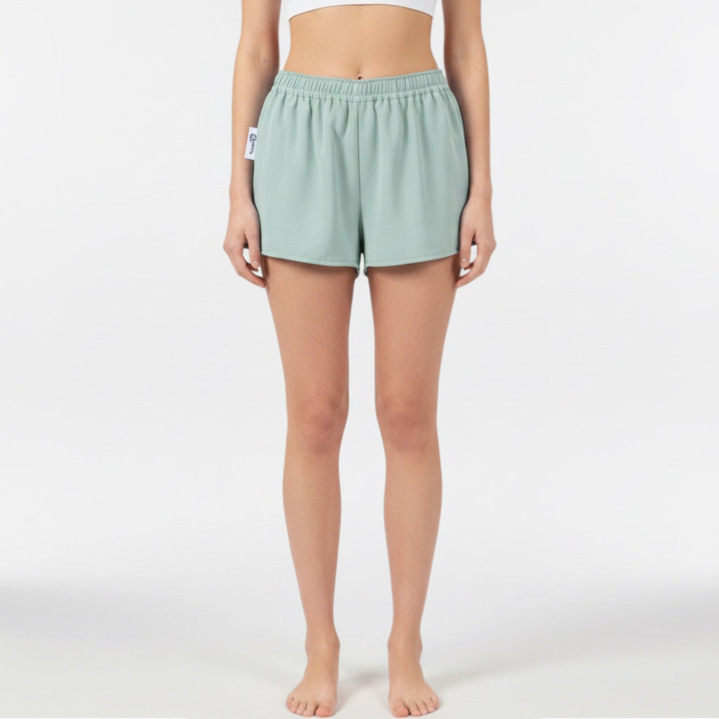 Mini-short Vert Pastel – Coton upcyclé – Taille unique S à L – Unisexe – Collection Couleurs unies – Quintín