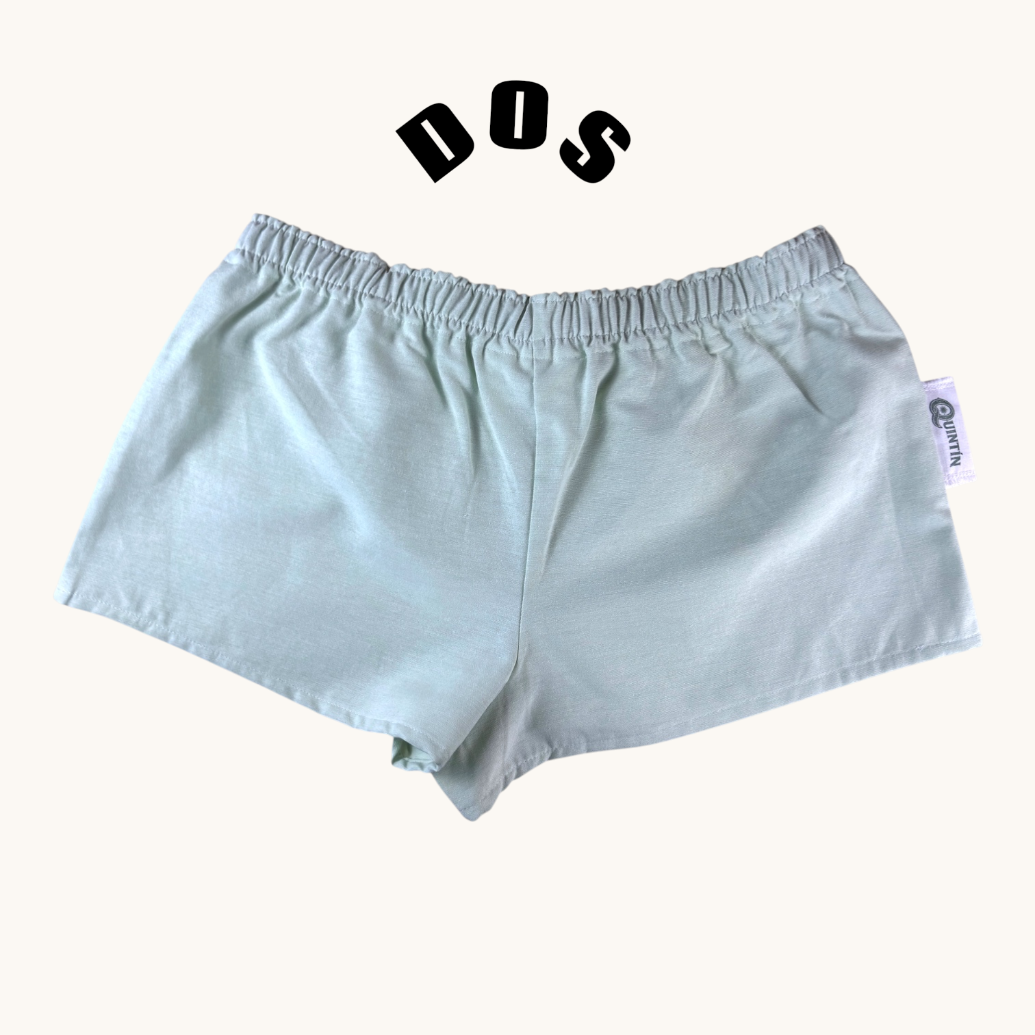 Mini-short Vert Pastel – Coton upcyclé – Taille unique S à L – Unisexe – Collection Couleurs unies – Quintín