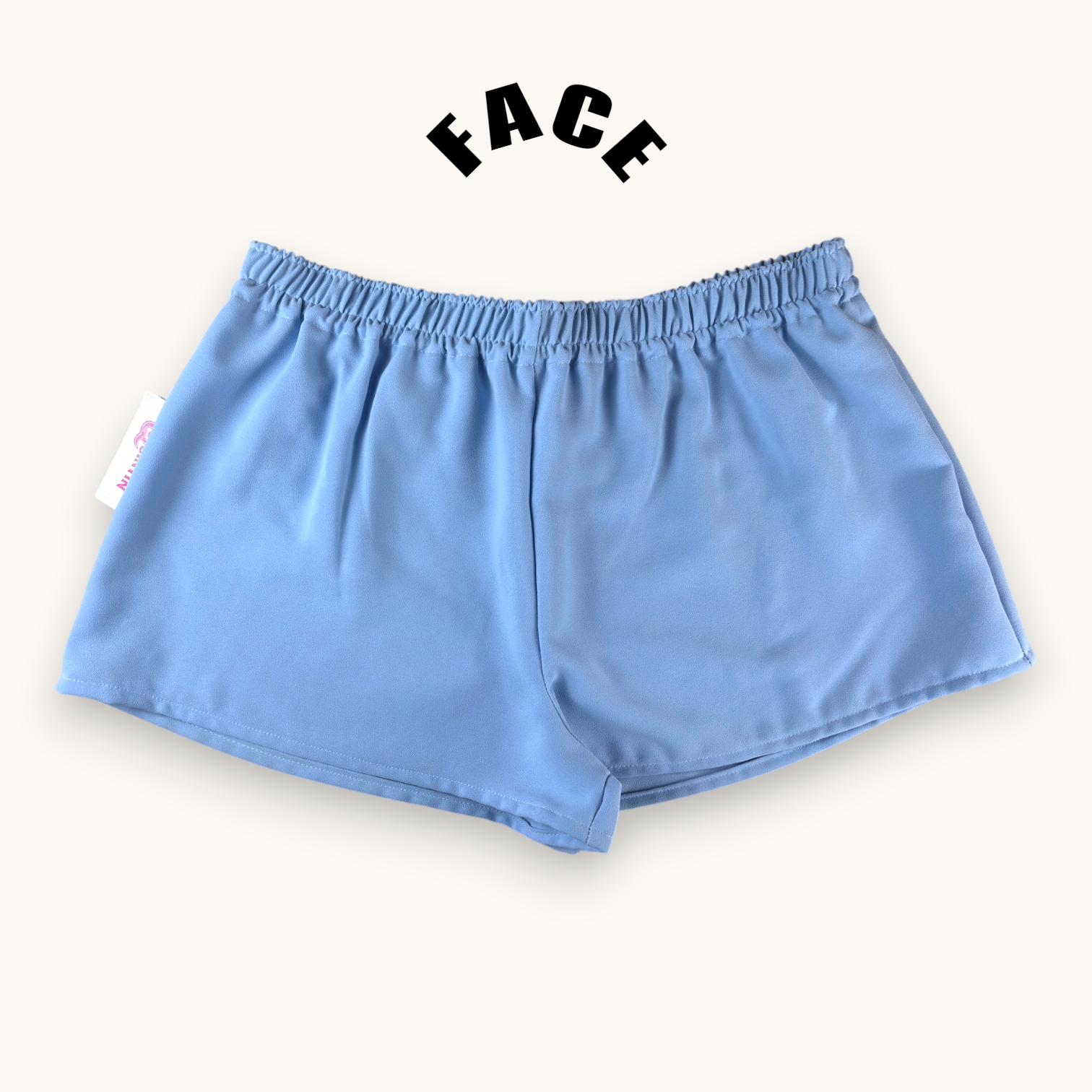 Mini-short Bleu céleste – Organza upcyclé – Taille unique S à L – Unisexe – Collection Couleurs Unies – Quintín