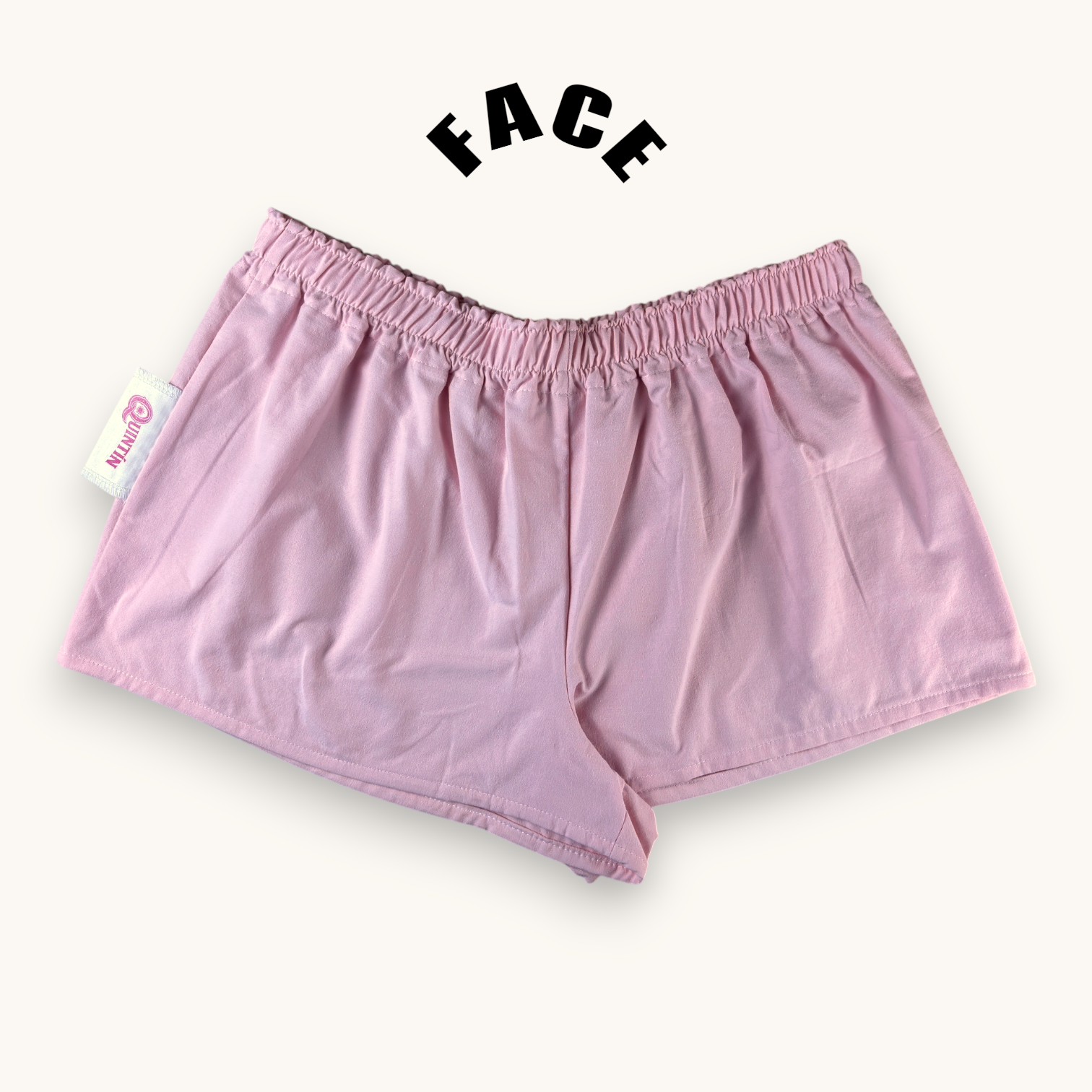 Mini-short Rose Uni – Coton upcyclé – Taille unique S à L – Unisexe – Collection Rose Bonbon / Couleurs unies – Quintín