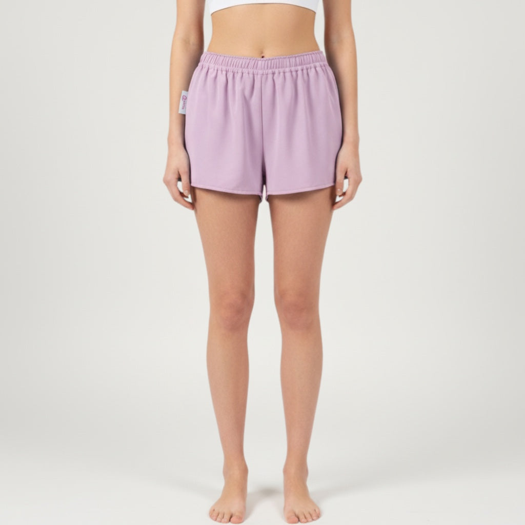 Mini-short Rose Uni – Coton upcyclé – Taille unique S à L – Unisexe – Collection Rose Bonbon / Couleurs unies – Quintín