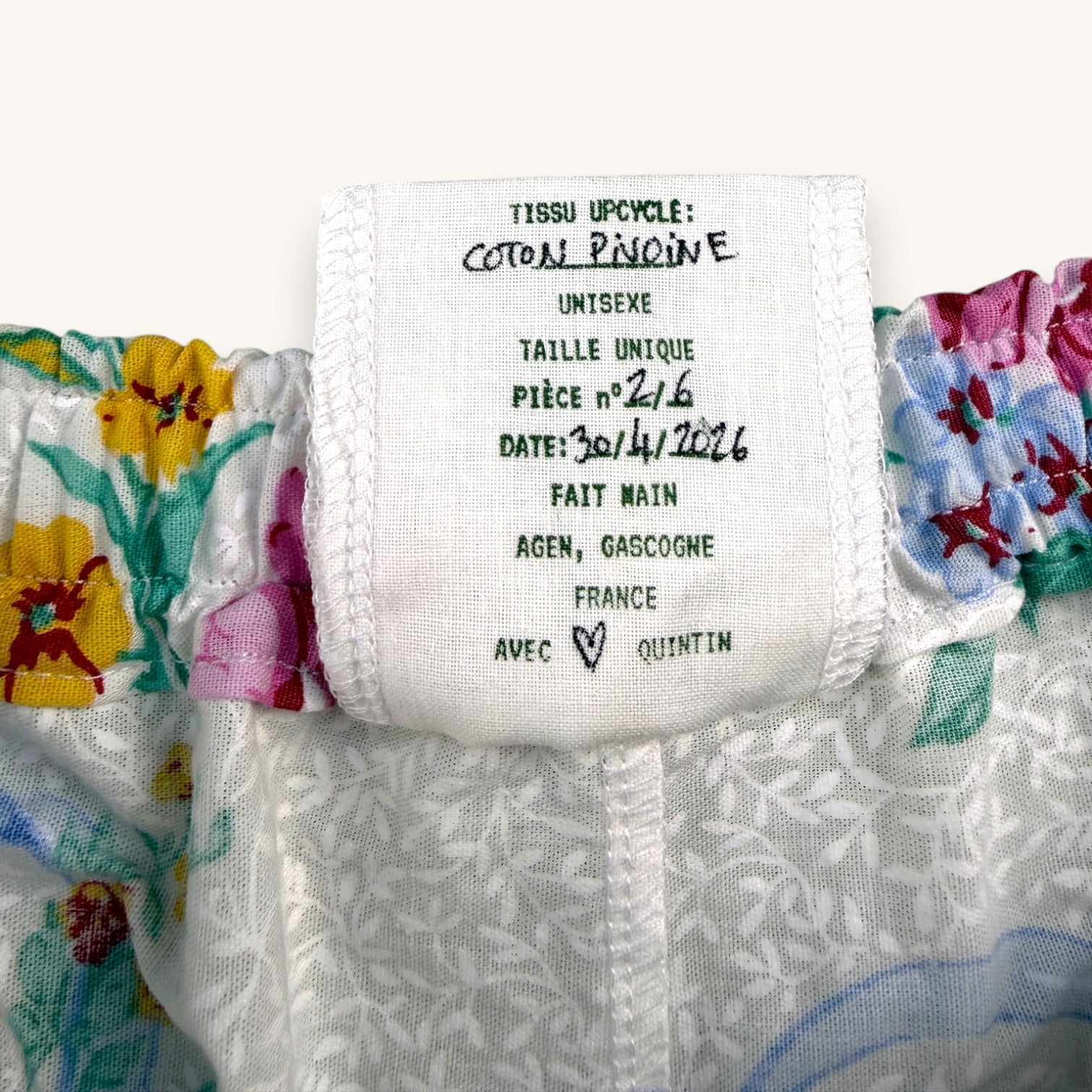 Mini-short Pivoines – Collection Fleurs – Quintín