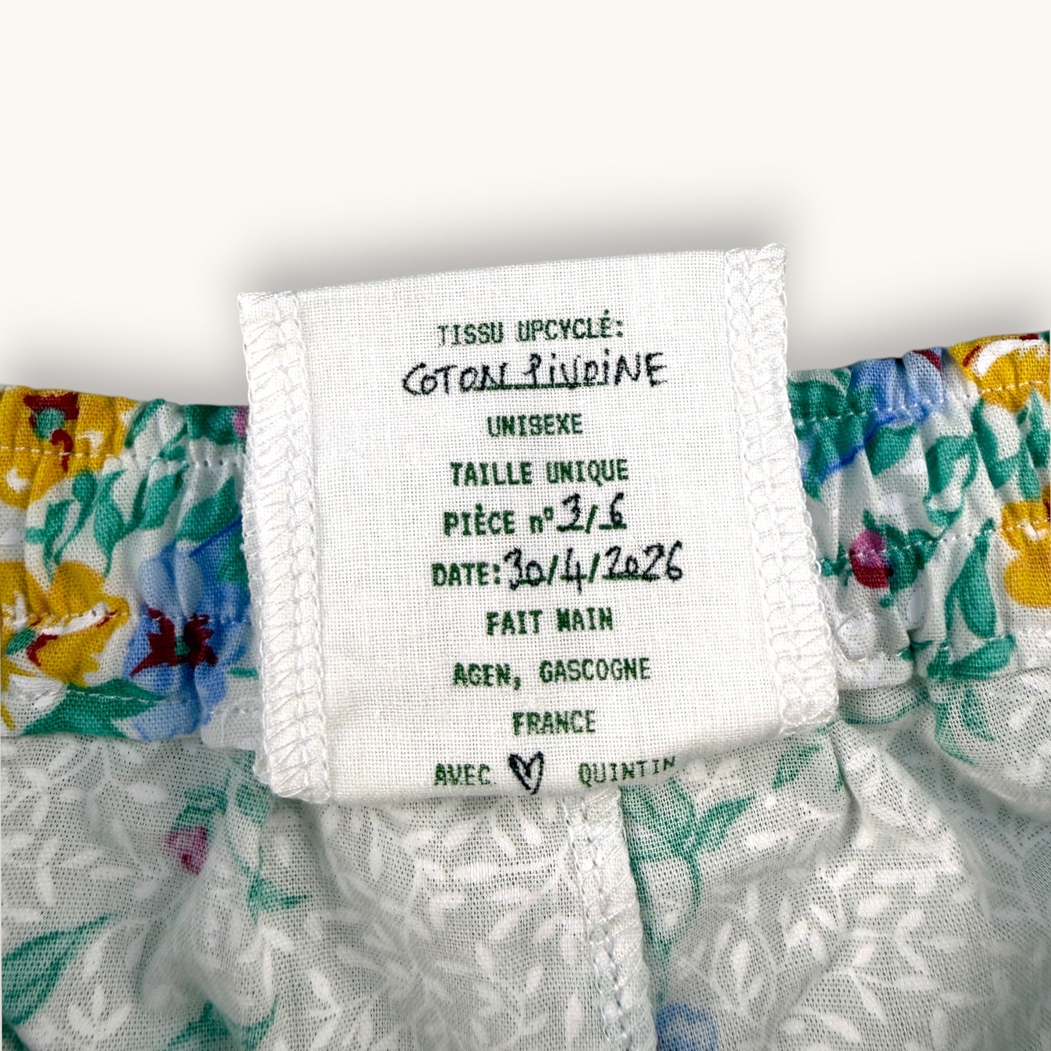Mini-short Pivoines n°2 – Collection Fleurs – Quintín