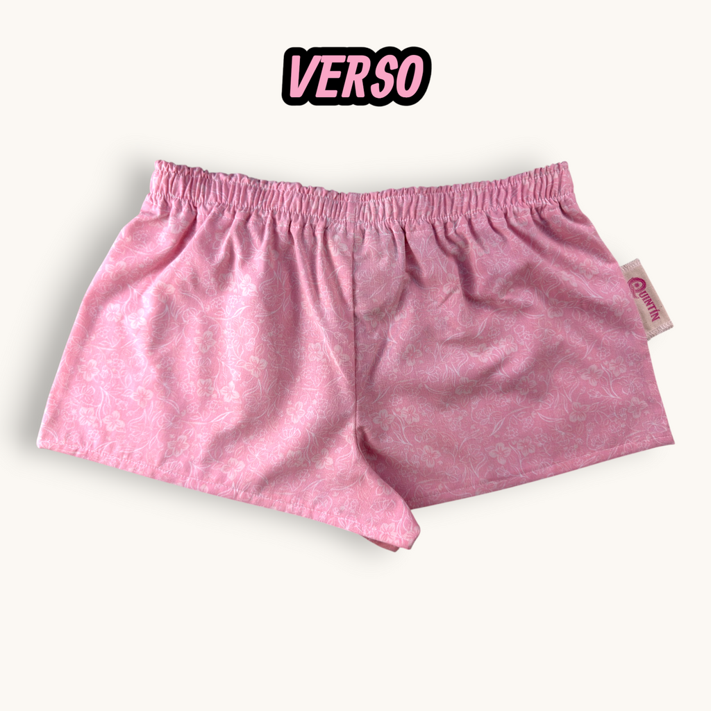 Mini-short Rose Fleuri – Collection Rose Bonbon & Fleurs – Quintín