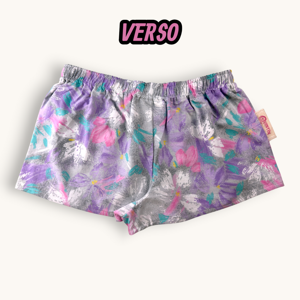 Mini-short Fleuri Années 80 – Collection Fleurs & Rose Bonbon – Quintín