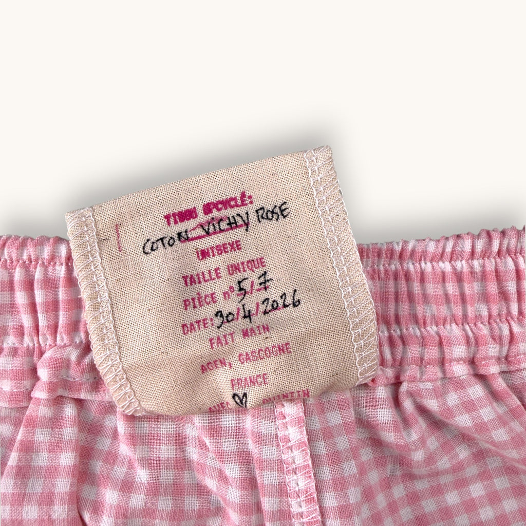Mini-short Vichy Rose – Collection Vichy & Rose Bonbon – Quintín