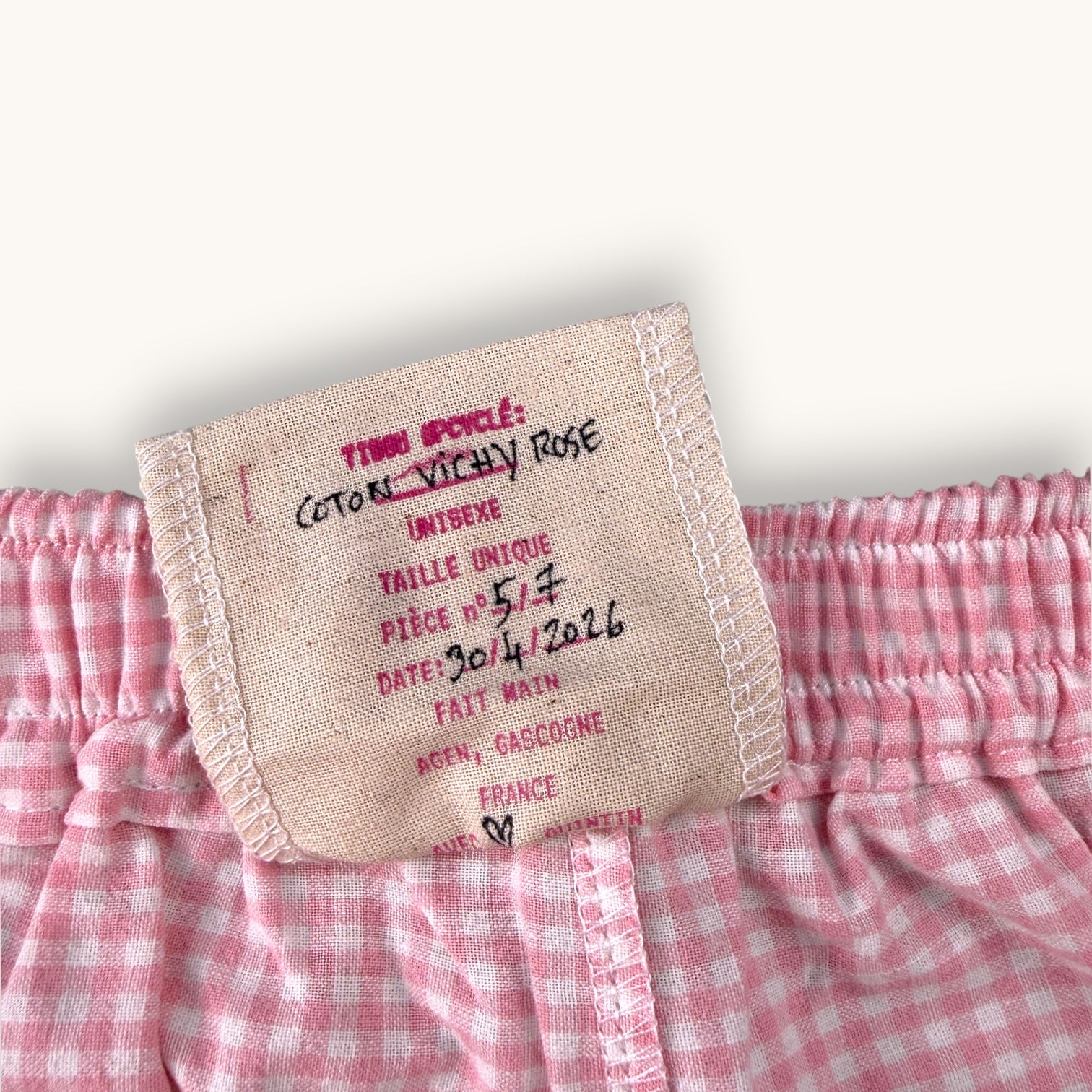 Mini-short Vichy Rose – Collection Vichy & Rose Bonbon – Quintín