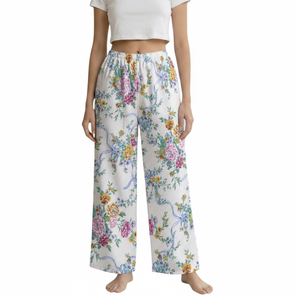 Pantalon Évasé Pivoines – Collection Fleurs – Quintín