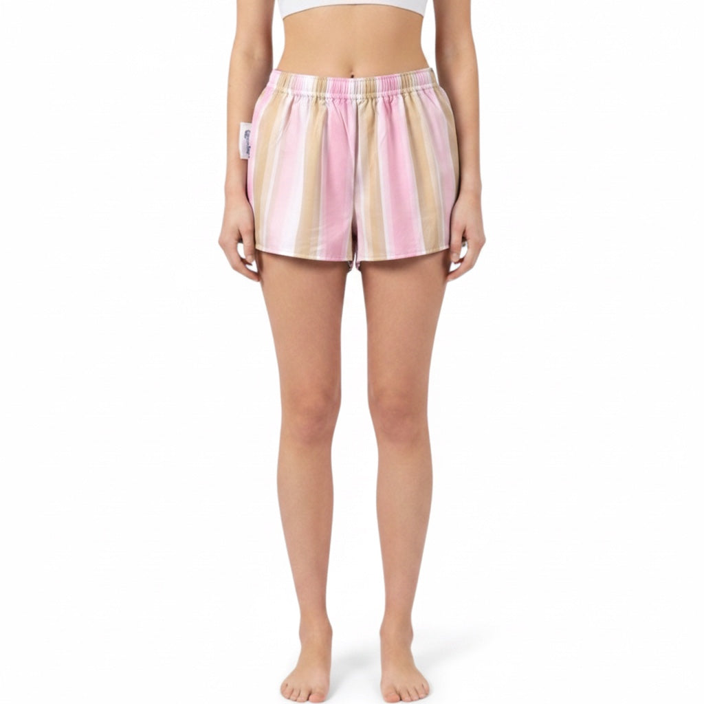 Mini-short Rose Rayé Pastel – Collection Rayé & Rose Bonbon – Quintín