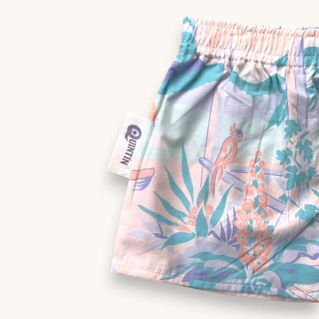 Mini-short Tropical Pastel – Plage du Brésil – Collection Paysage – Quintín
