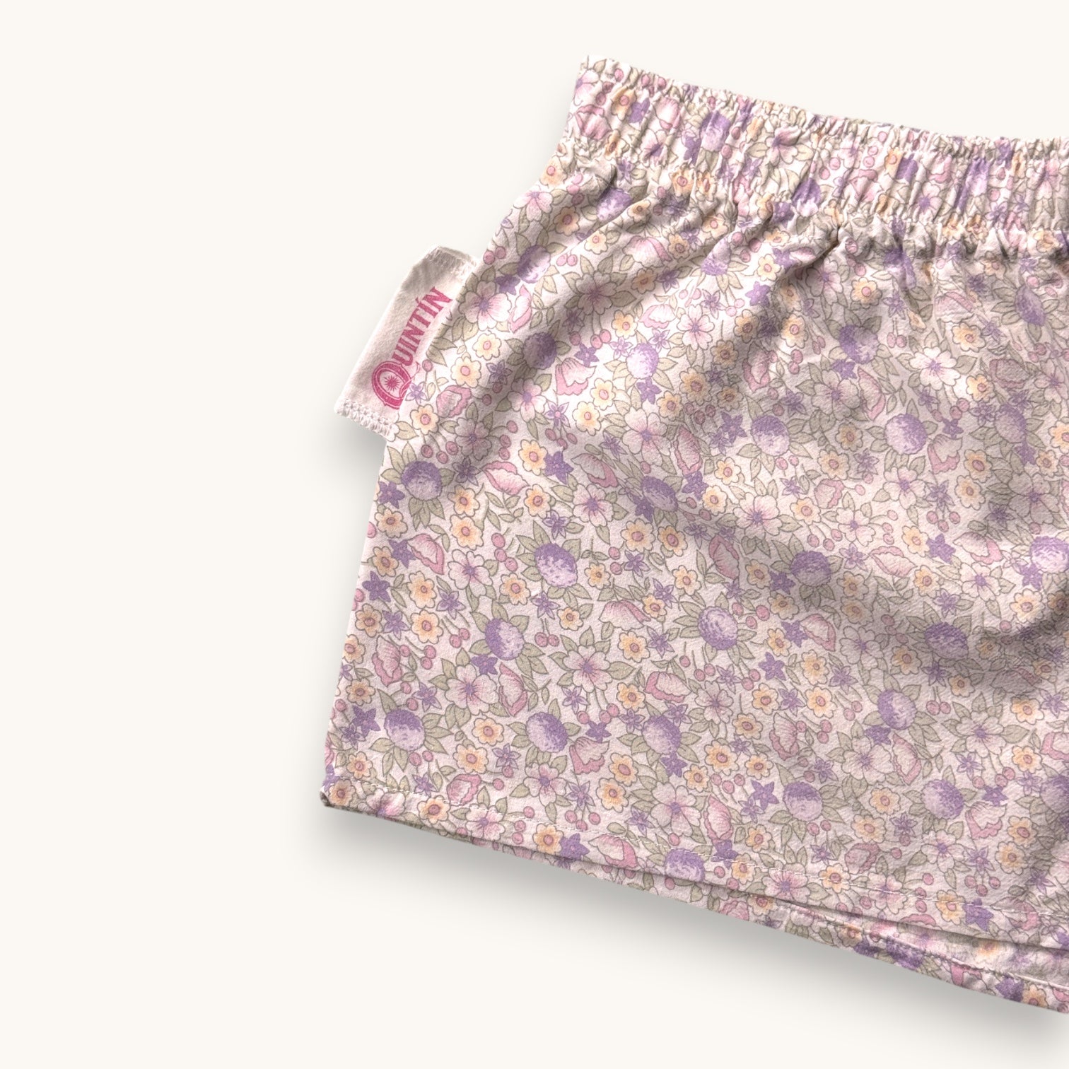 Mini-short Liberty Lilas – Collection Fleurs & Rose Bonbon – Quintín