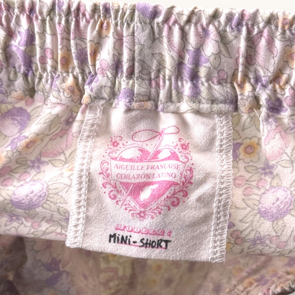 Mini-short Liberty Lilas – Collection Fleurs & Rose Bonbon – Quintín