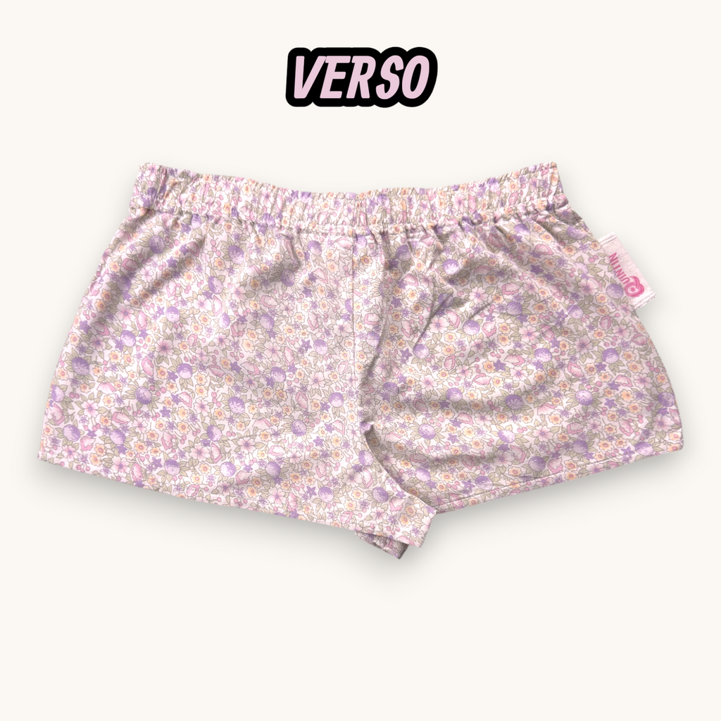 Mini-short Liberty Lilas – Collection Fleurs & Rose Bonbon – Quintín