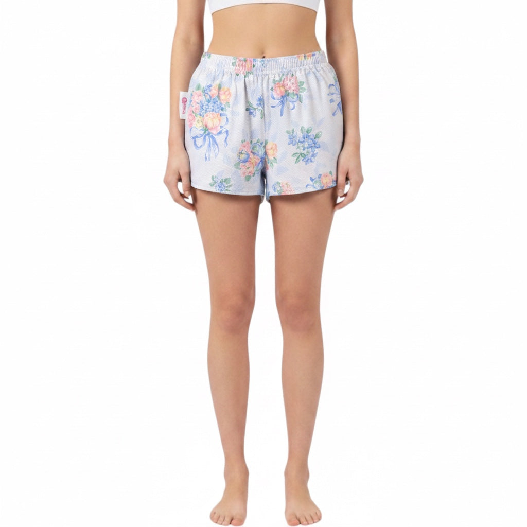 Mini-short Fleurs Pastel Bleues & Roses – Collection Fleurs – Quintín