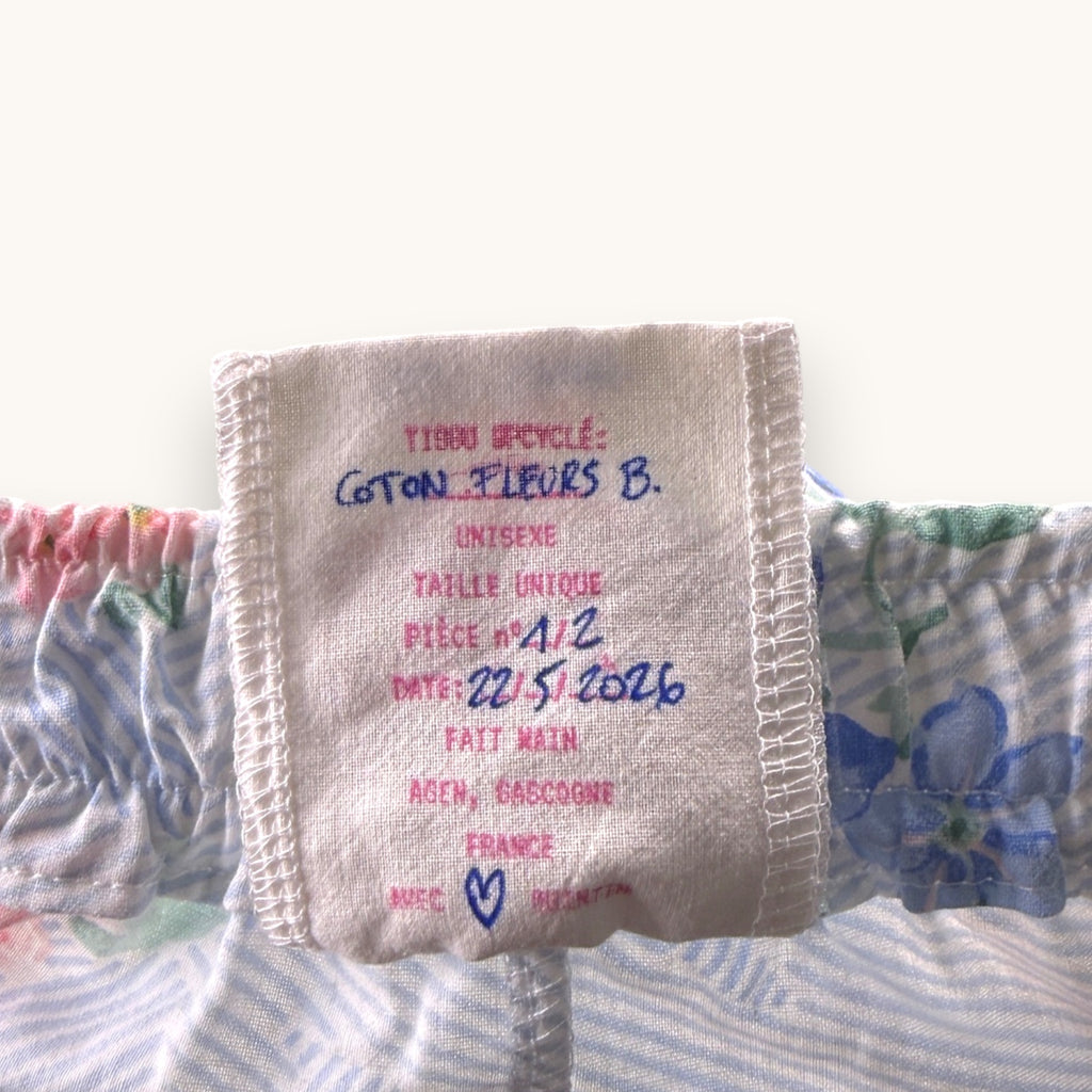 Mini-short Fleurs Pastel Bleues & Roses n°2 – Collection Fleurs – Quintín