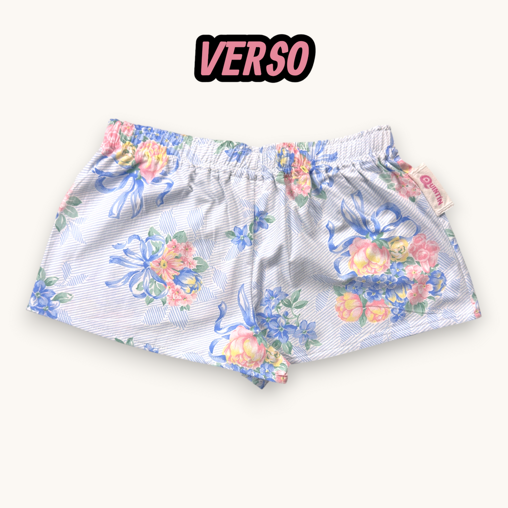 Mini-short Fleurs Pastel Bleues & Roses n°2 – Collection Fleurs – Quintín