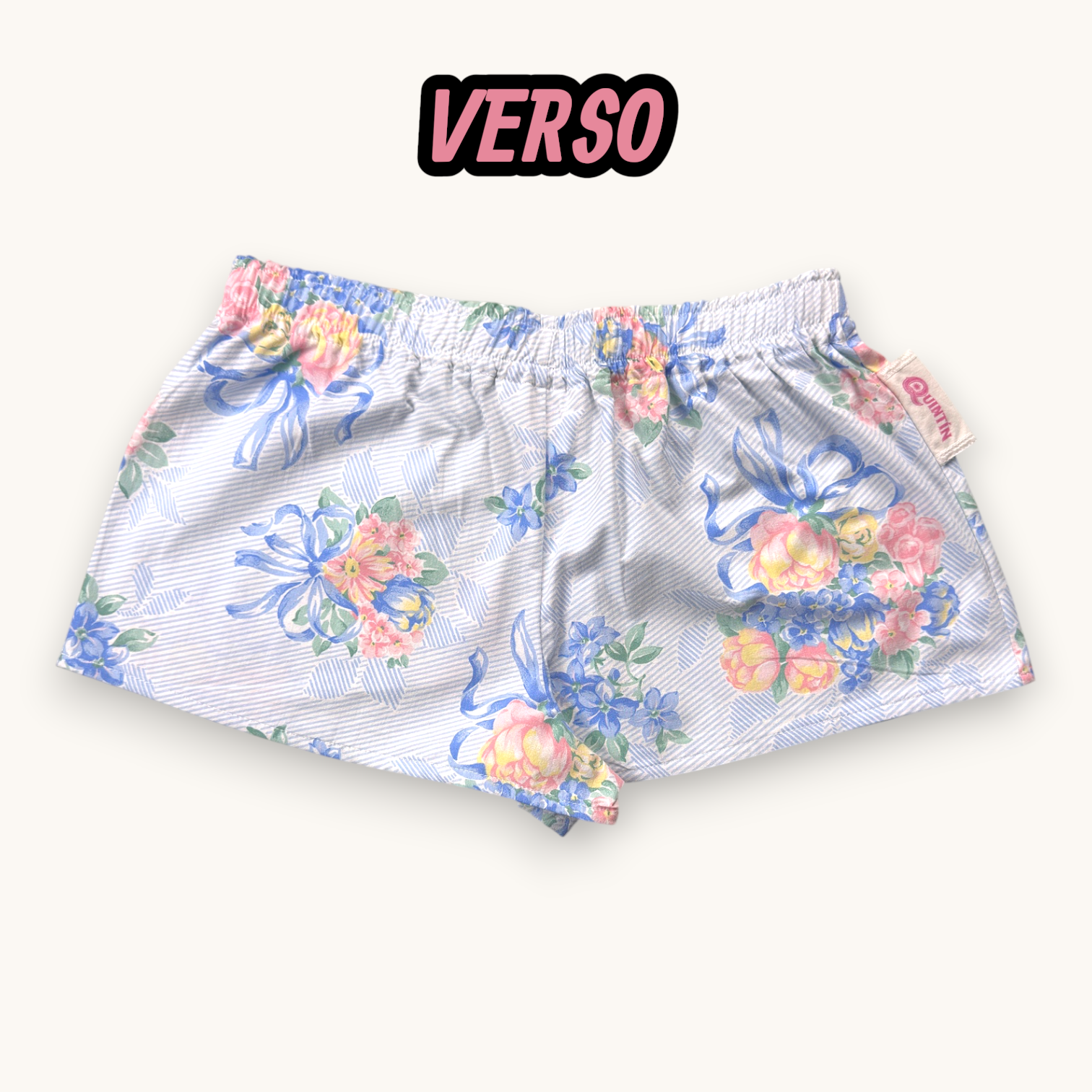 Mini-short Fleurs Pastel Bleues & Roses n°2 – Collection Fleurs – Quintín