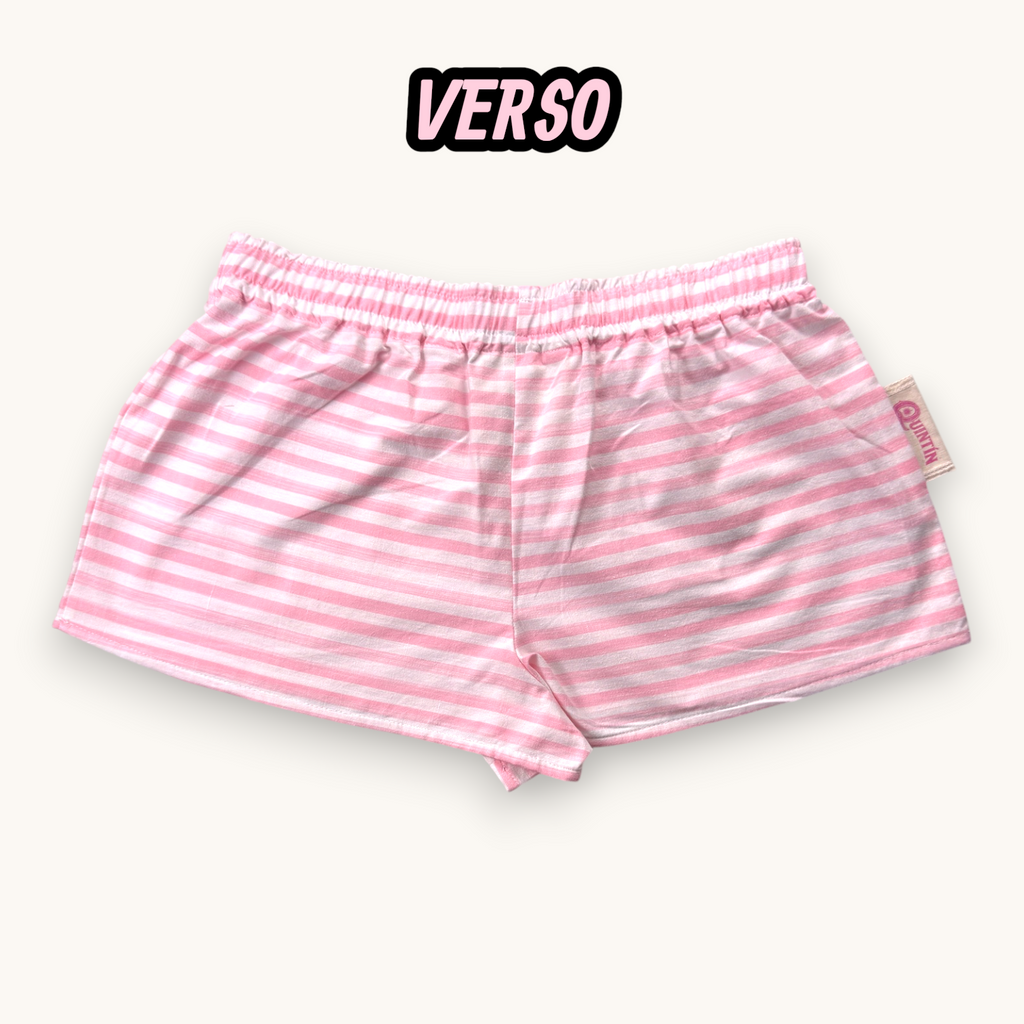 Mini-short Rayé Rose Horizontal  – Collection Rayé & Rose Bonbon – Quintín