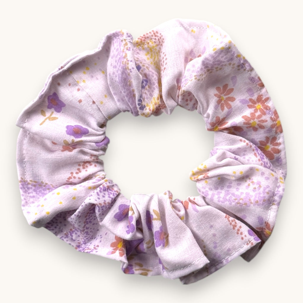 Maxi-Chouchou Fleurs Pastel Violettes Vintage fait main upcyclé – Quintín