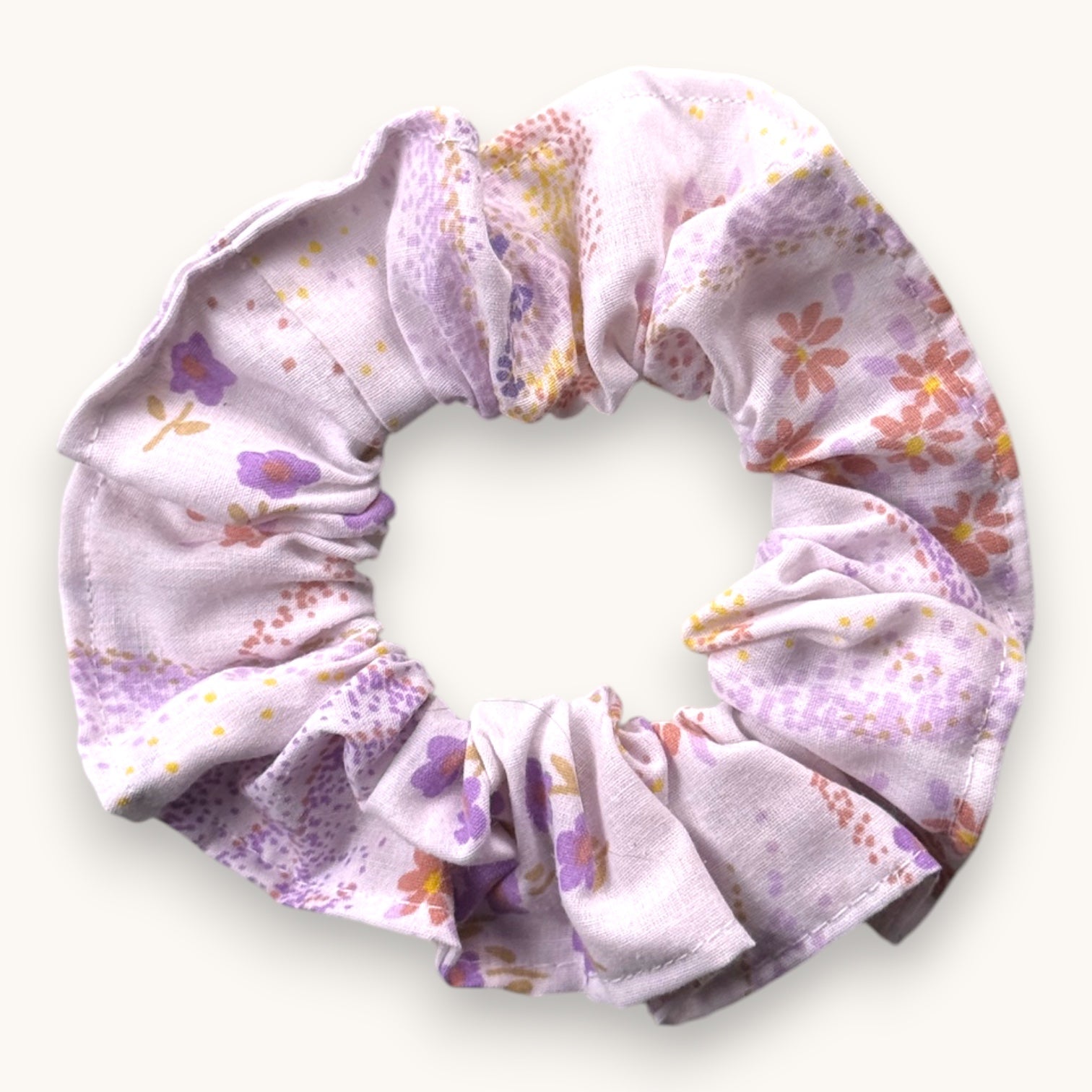 Maxi-Chouchou Fleurs Pastel Violettes Vintage fait main upcyclé – Quintín